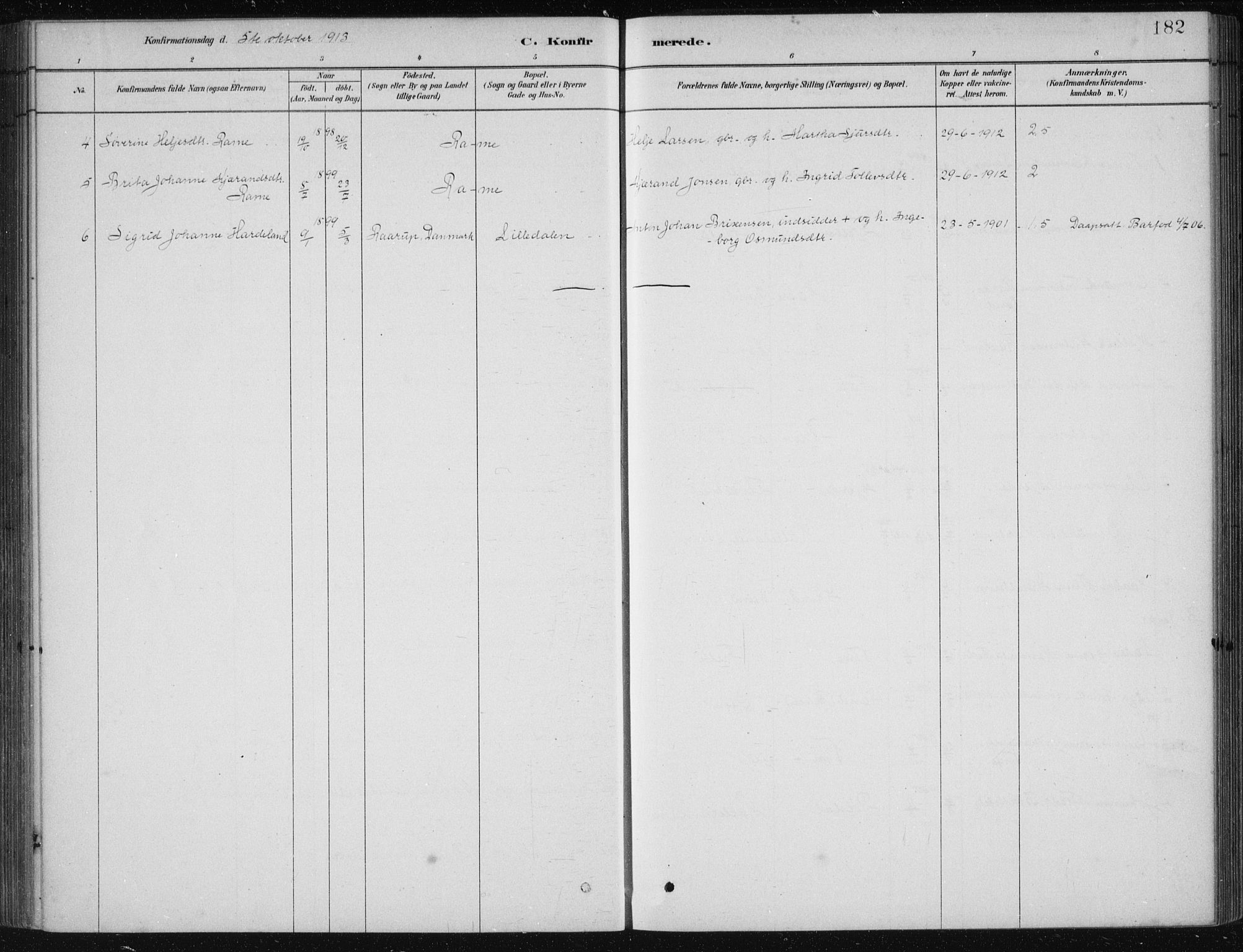 Etne sokneprestembete, SAB/A-75001/H/Haa: Ministerialbok nr. D  1, 1879-1919, s. 182