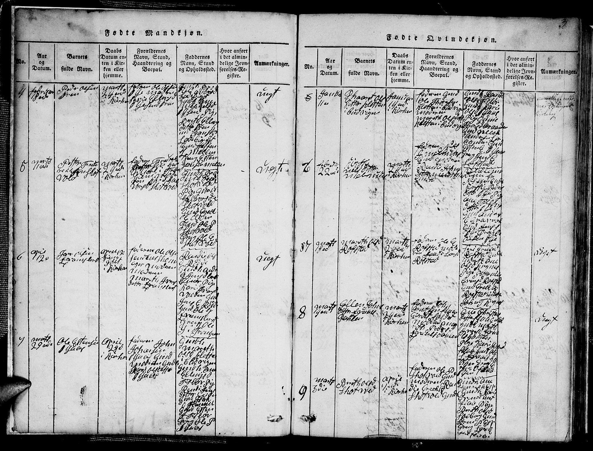 Ministerialprotokoller, klokkerbøker og fødselsregistre - Sør-Trøndelag, SAT/A-1456/691/L1092: Klokkerbok nr. 691C03, 1816-1852, s. 3