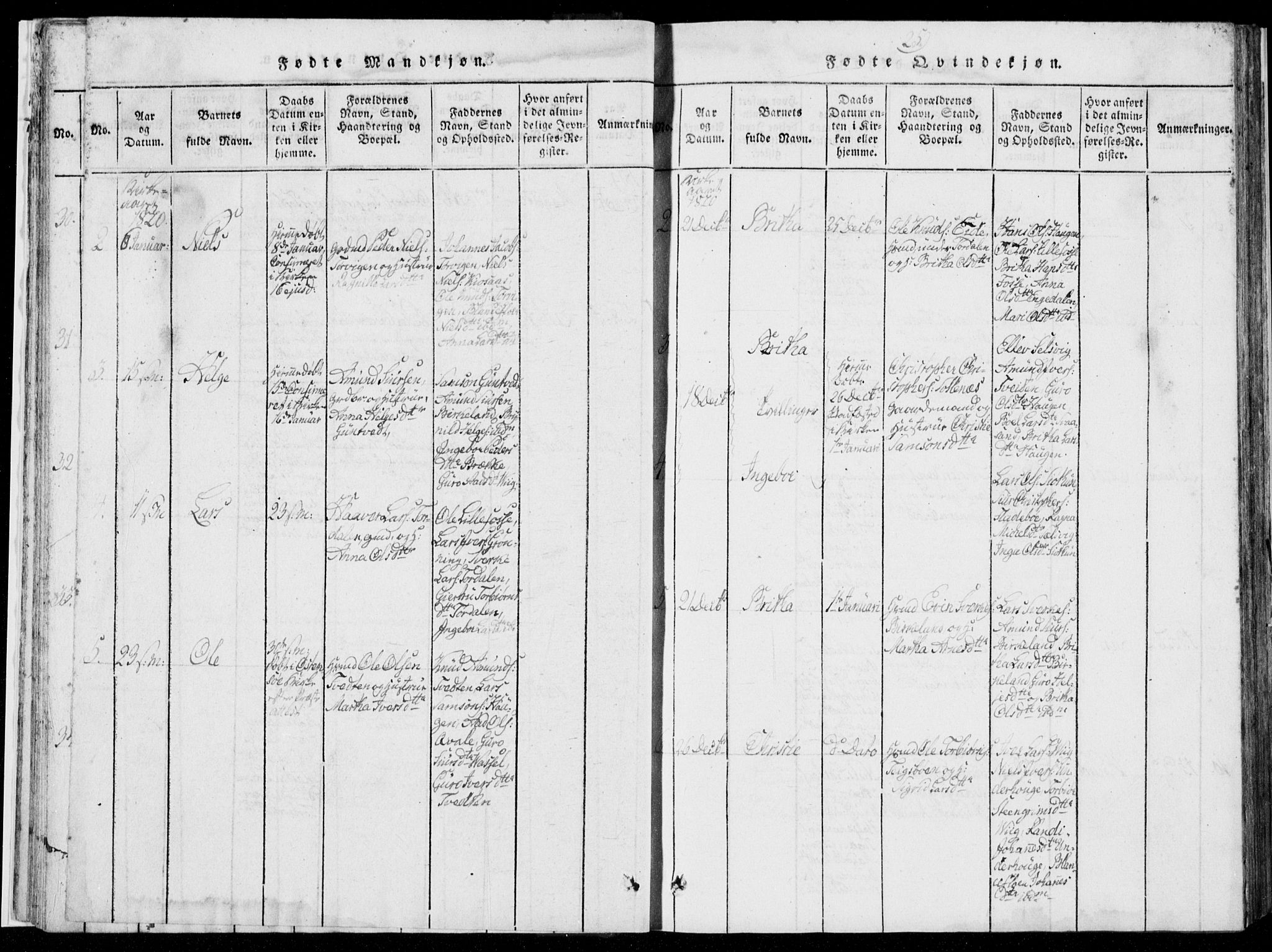 Strandebarm sokneprestembete, AV/SAB-A-78401/H/Hab: Klokkerbok nr. A  1, 1816-1826, s. 25