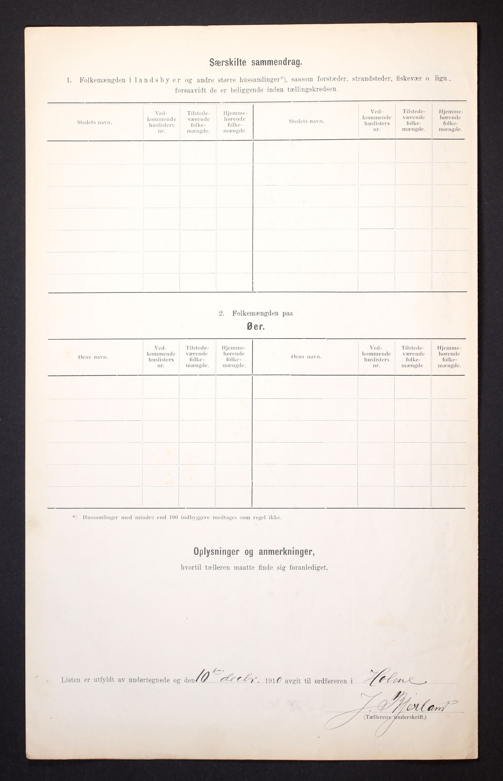 RA, Folketelling 1910 for 1020 Holum herred, 1910, s. 6