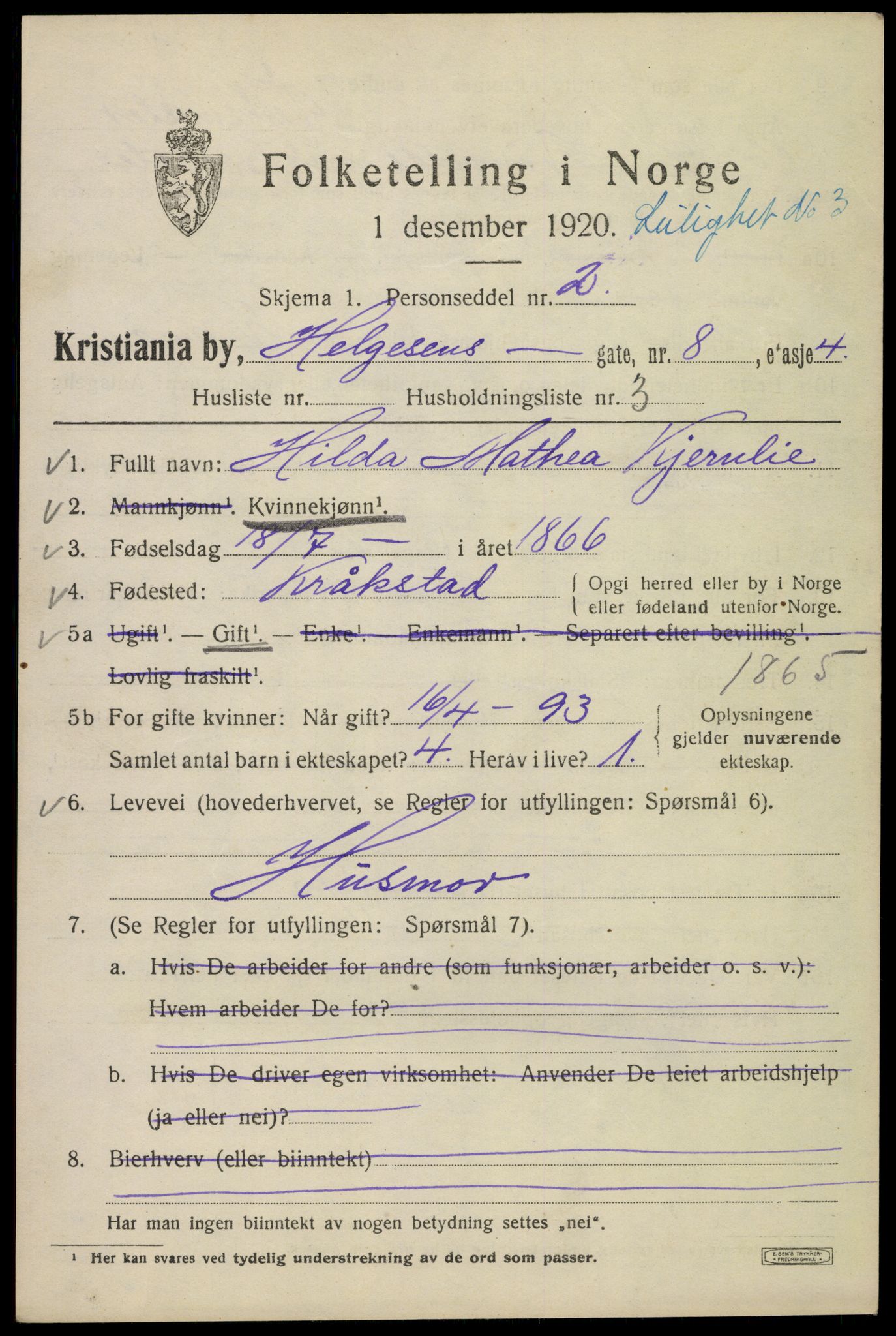 SAO, Folketelling 1920 for 0301 Kristiania kjøpstad, 1920, s. 282873