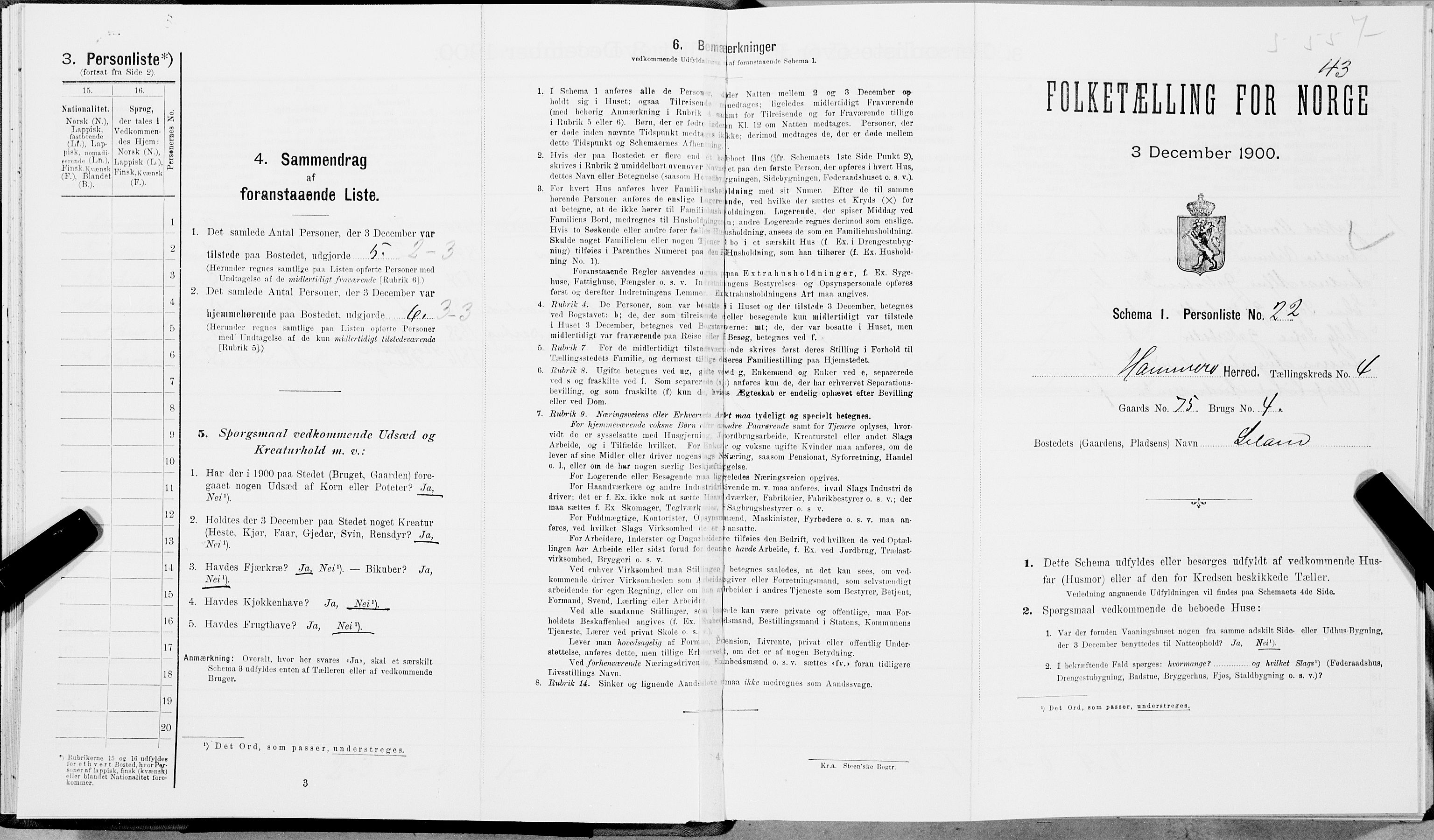 SAT, Folketelling 1900 for 1849 Hamarøy herred, 1900, s. 532