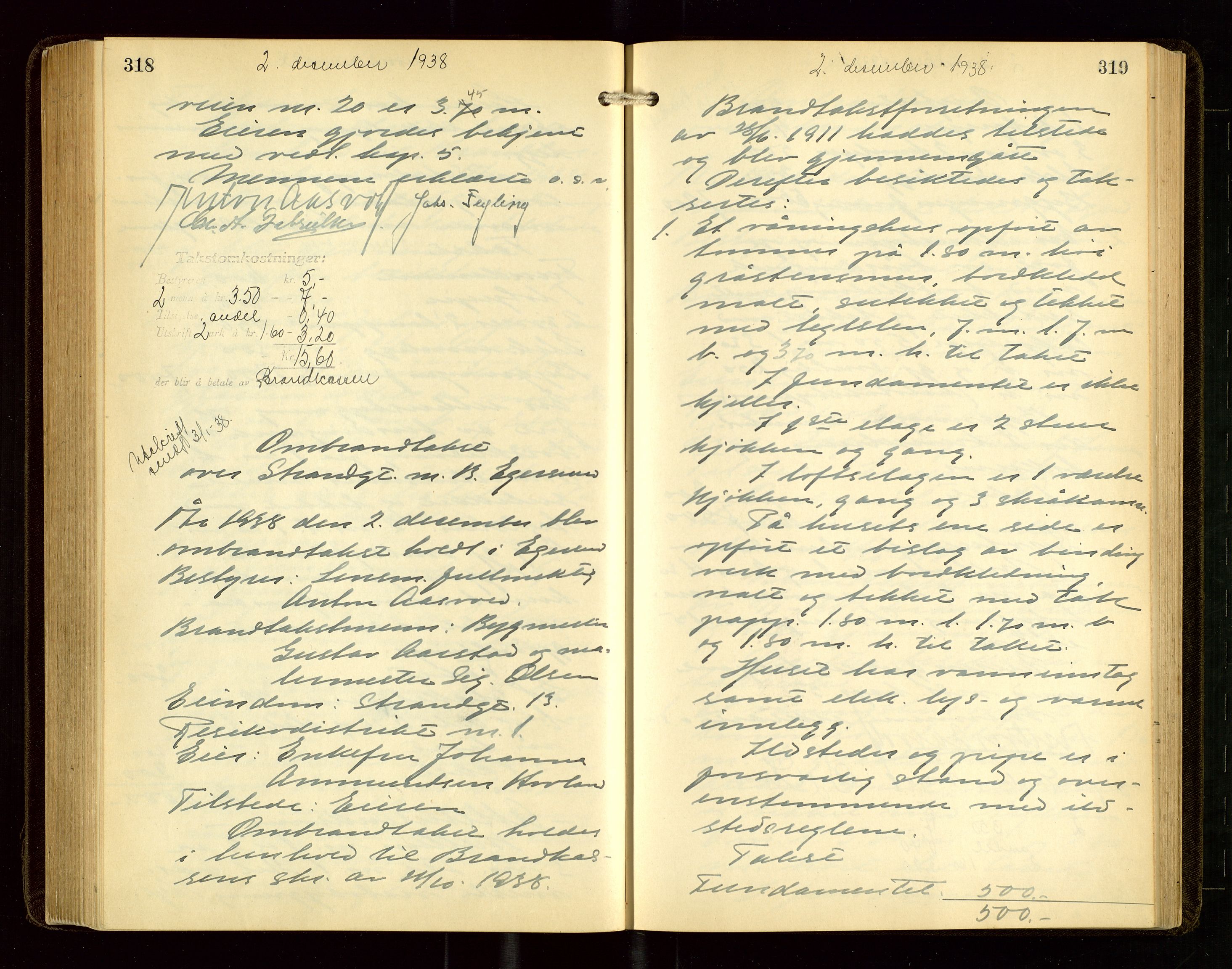 Eigersund lensmannskontor, AV/SAST-A-100171/God/L0011: "Branntakstprotokoll", 1930-1942, s. 318-319