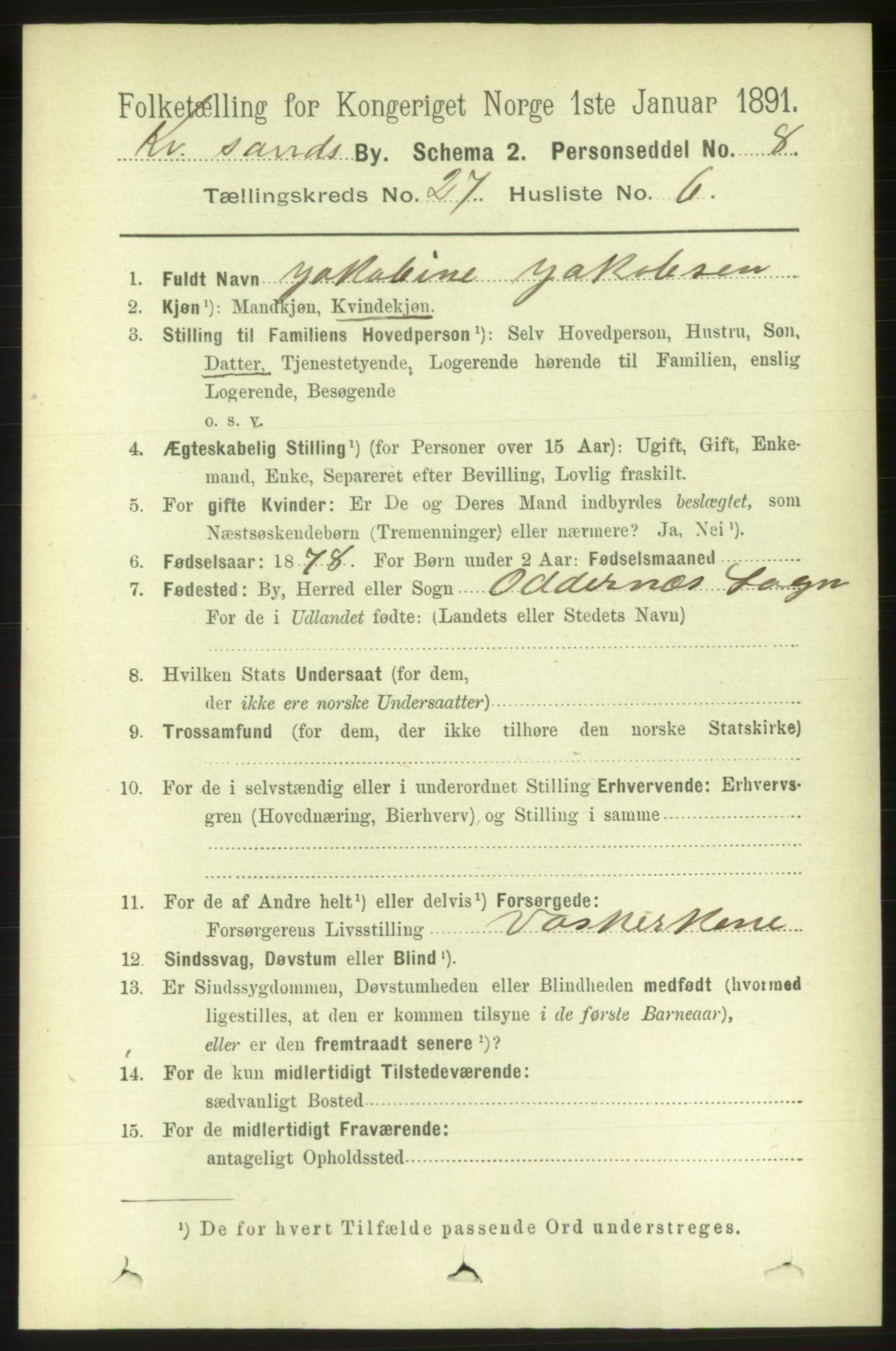 RA, Folketelling 1891 for 1001 Kristiansand kjøpstad, 1891, s. 9473