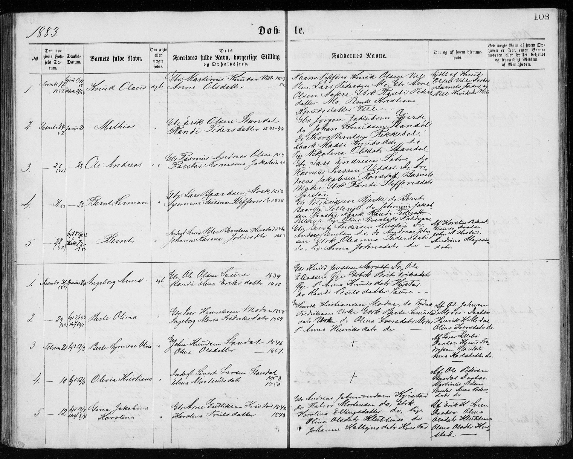 Ministerialprotokoller, klokkerbøker og fødselsregistre - Møre og Romsdal, AV/SAT-A-1454/515/L0214: Klokkerbok nr. 515C01, 1865-1883, s. 103