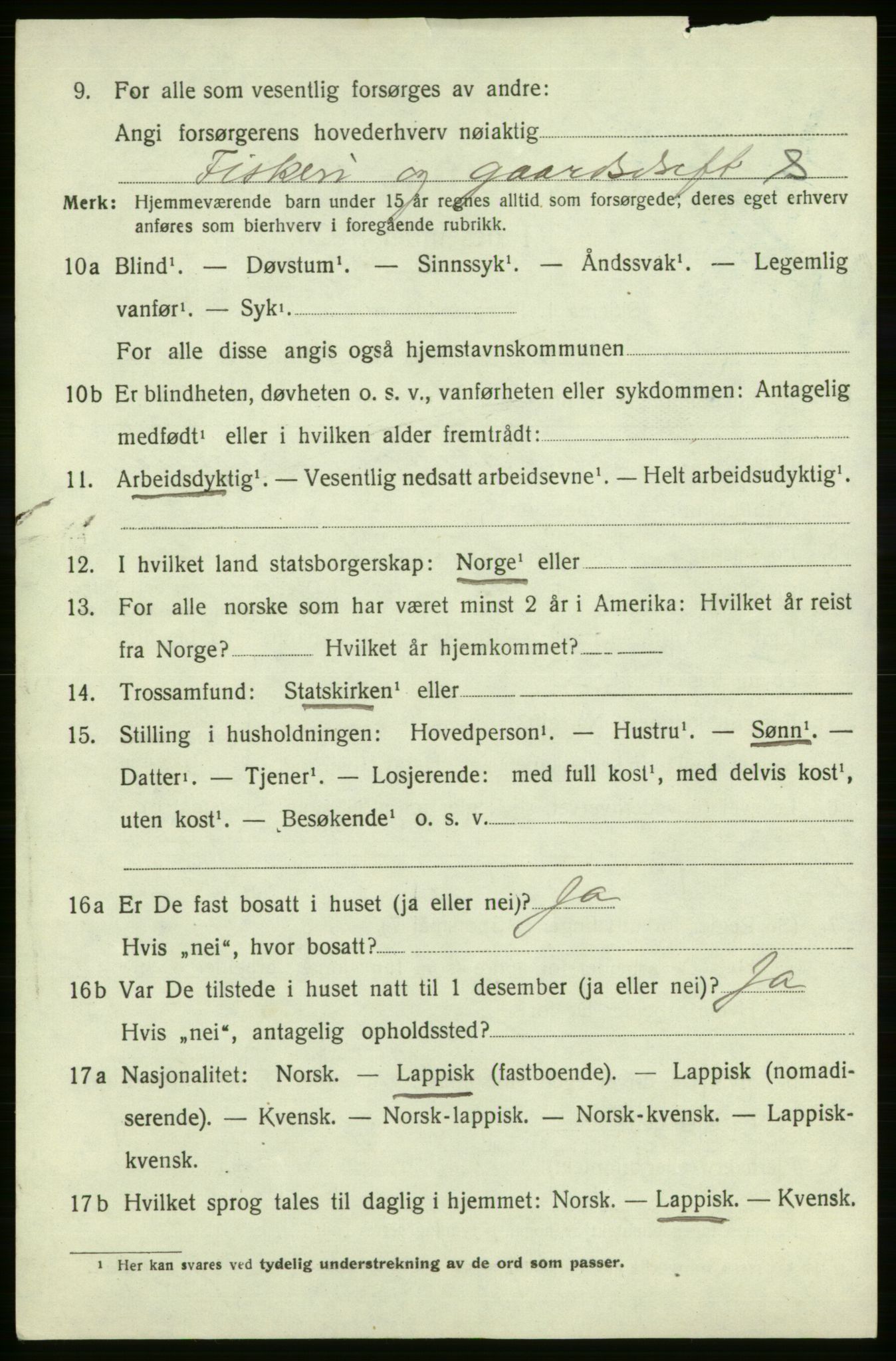 SATØ, Folketelling 1920 for 2017 Kvalsund herred, 1920, s. 1317