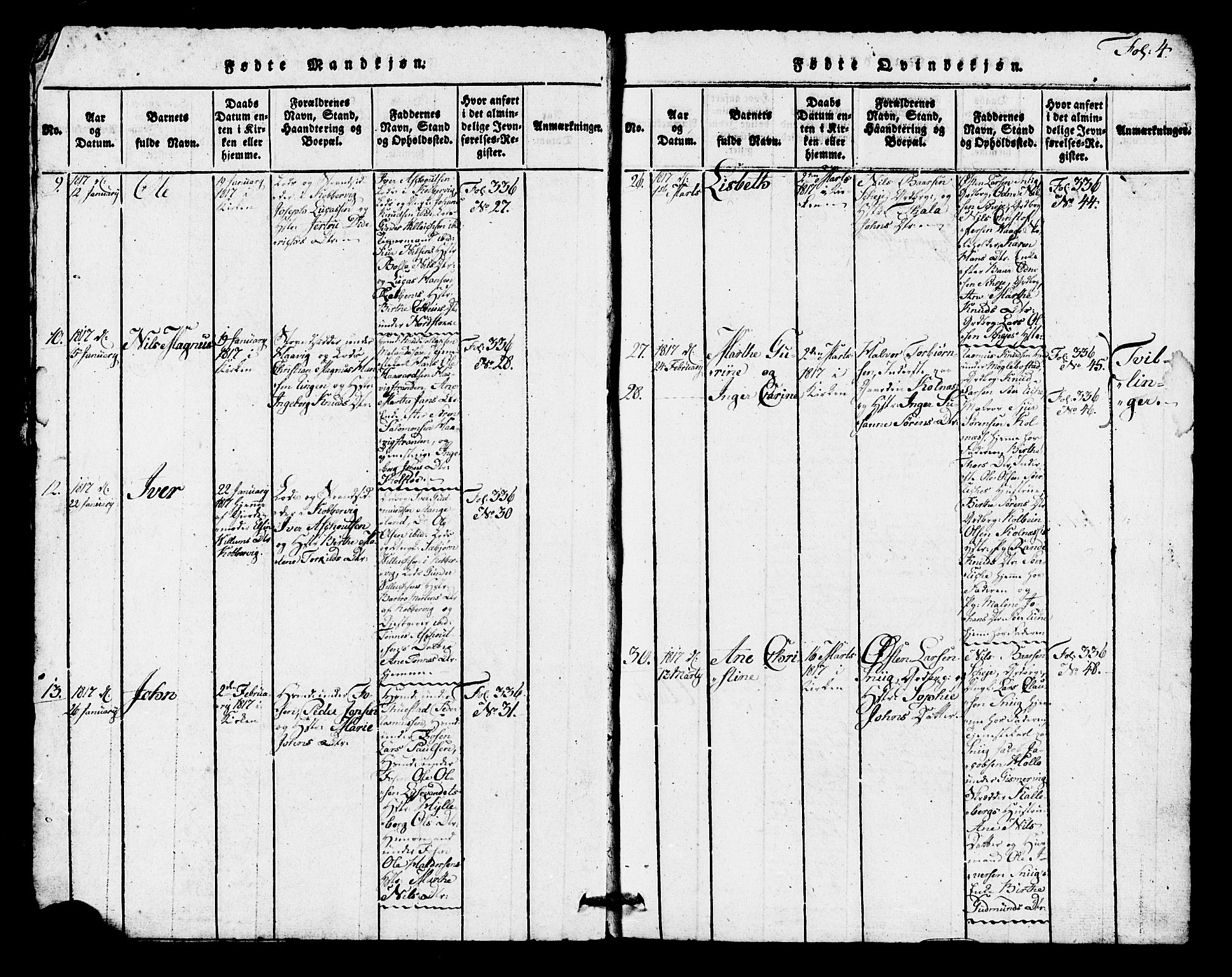 Avaldsnes sokneprestkontor, AV/SAST-A -101851/H/Ha/Hab/L0001: Klokkerbok nr. B 1, 1816-1825, s. 4