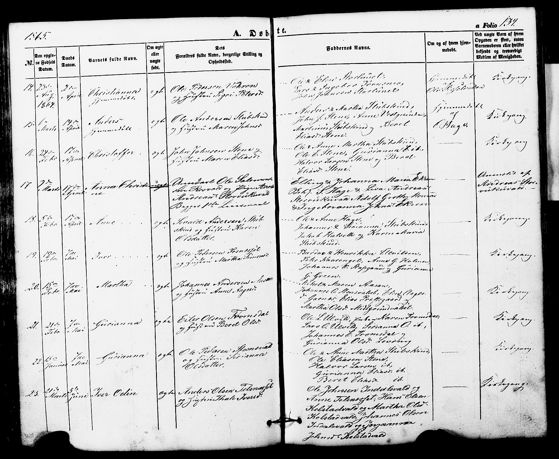 Ministerialprotokoller, klokkerbøker og fødselsregistre - Nord-Trøndelag, SAT/A-1458/724/L0268: Klokkerbok nr. 724C04, 1846-1878, s. 134