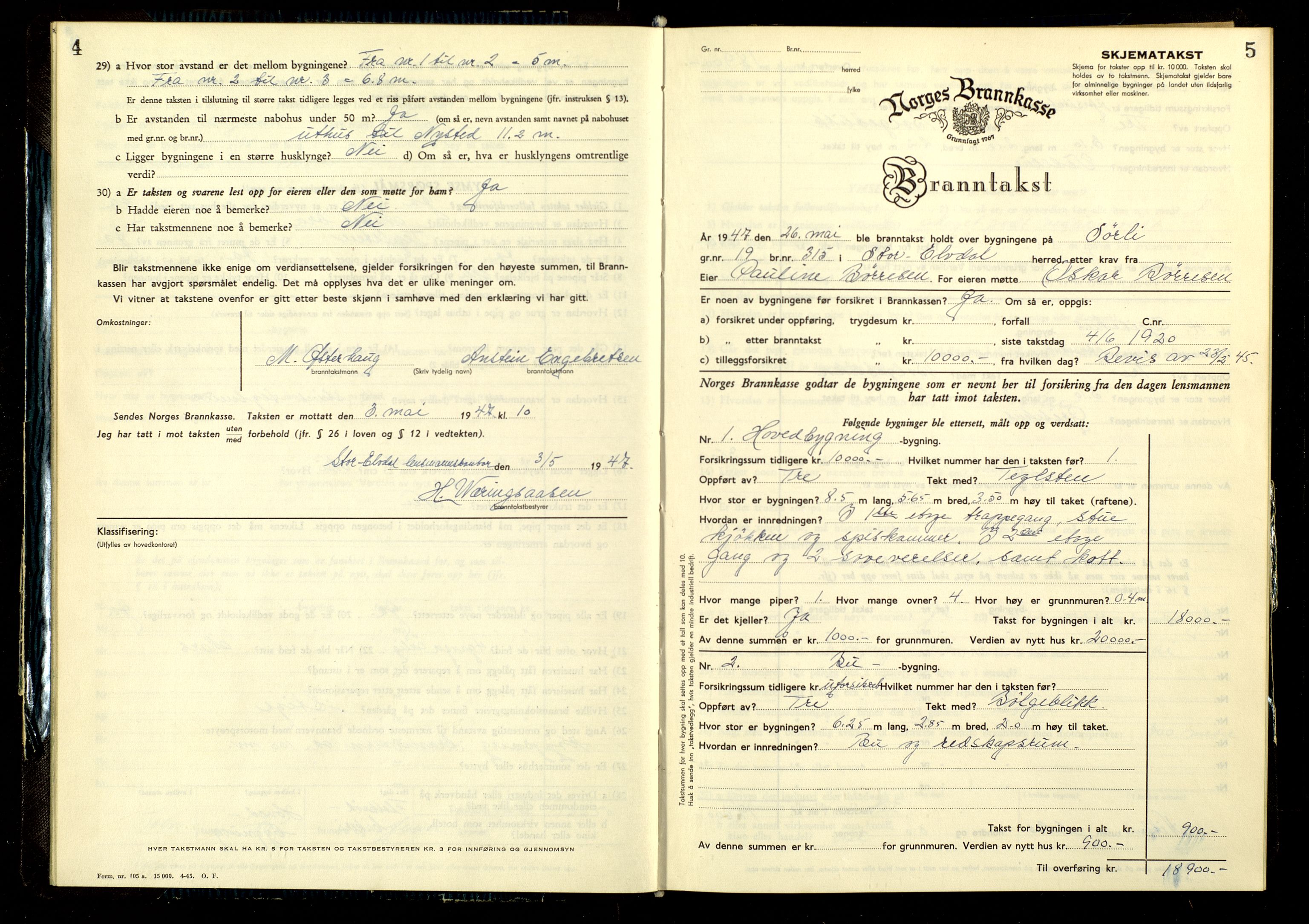 Norges Brannkasse, Stor-Elvdal, AV/SAH-NBRANS-023/F/L0019: Branntakstprotokoll, 1947-1955