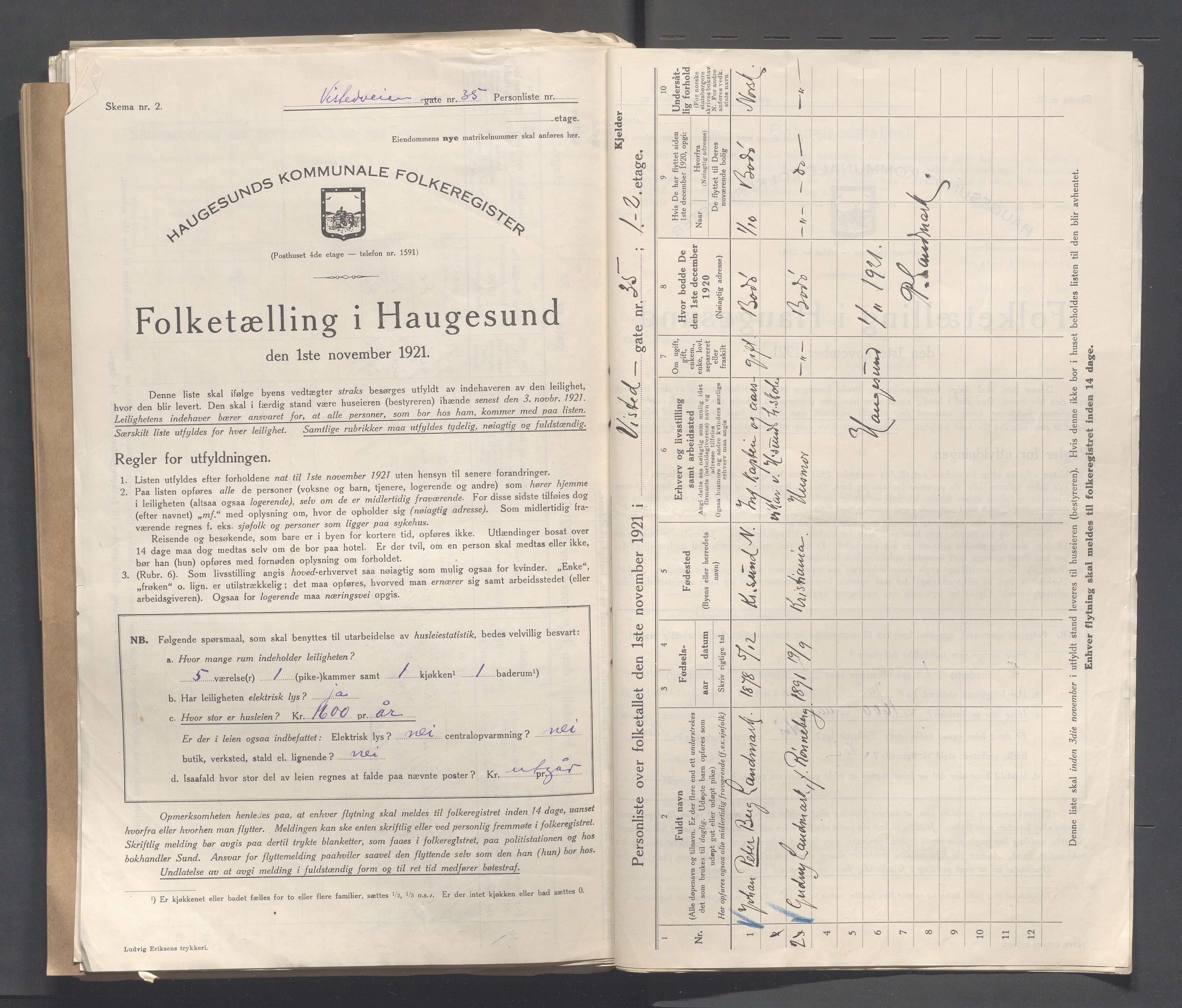IKAR, Kommunal folketelling 1.11.1921 for Haugesund, 1921, s. 5535