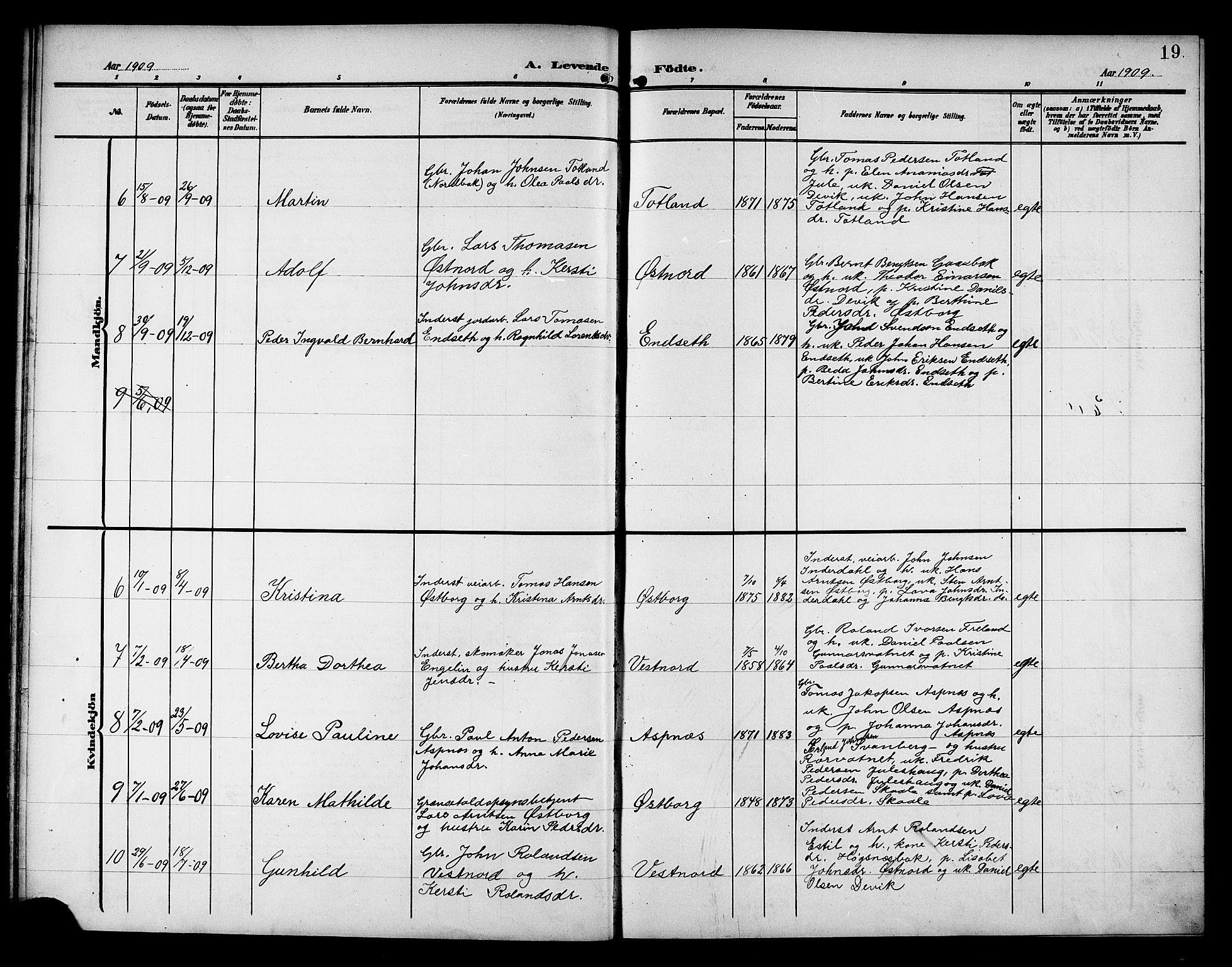 Ministerialprotokoller, klokkerbøker og fødselsregistre - Nord-Trøndelag, AV/SAT-A-1458/757/L0506: Klokkerbok nr. 757C01, 1904-1922, s. 19