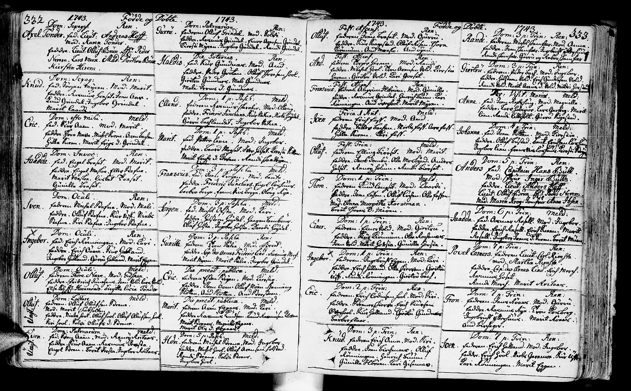 Ministerialprotokoller, klokkerbøker og fødselsregistre - Sør-Trøndelag, AV/SAT-A-1456/672/L0850: Ministerialbok nr. 672A03, 1725-1751, s. 332-333