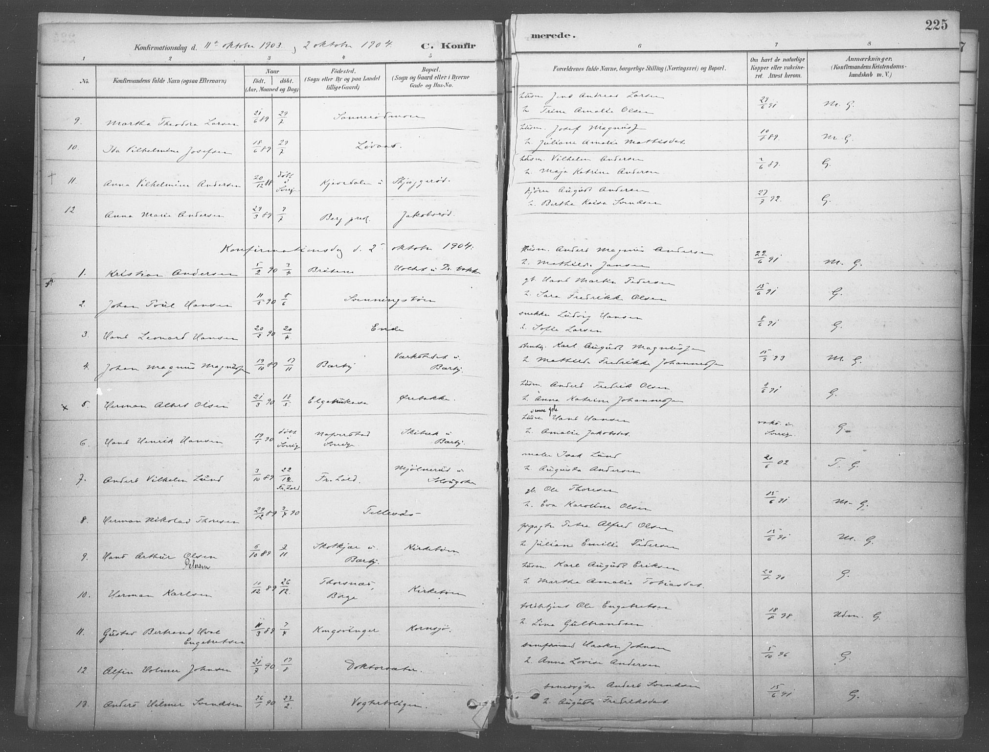 Idd prestekontor Kirkebøker, AV/SAO-A-10911/F/Fb/L0002: Ministerialbok nr. II 2, 1882-1923, s. 225
