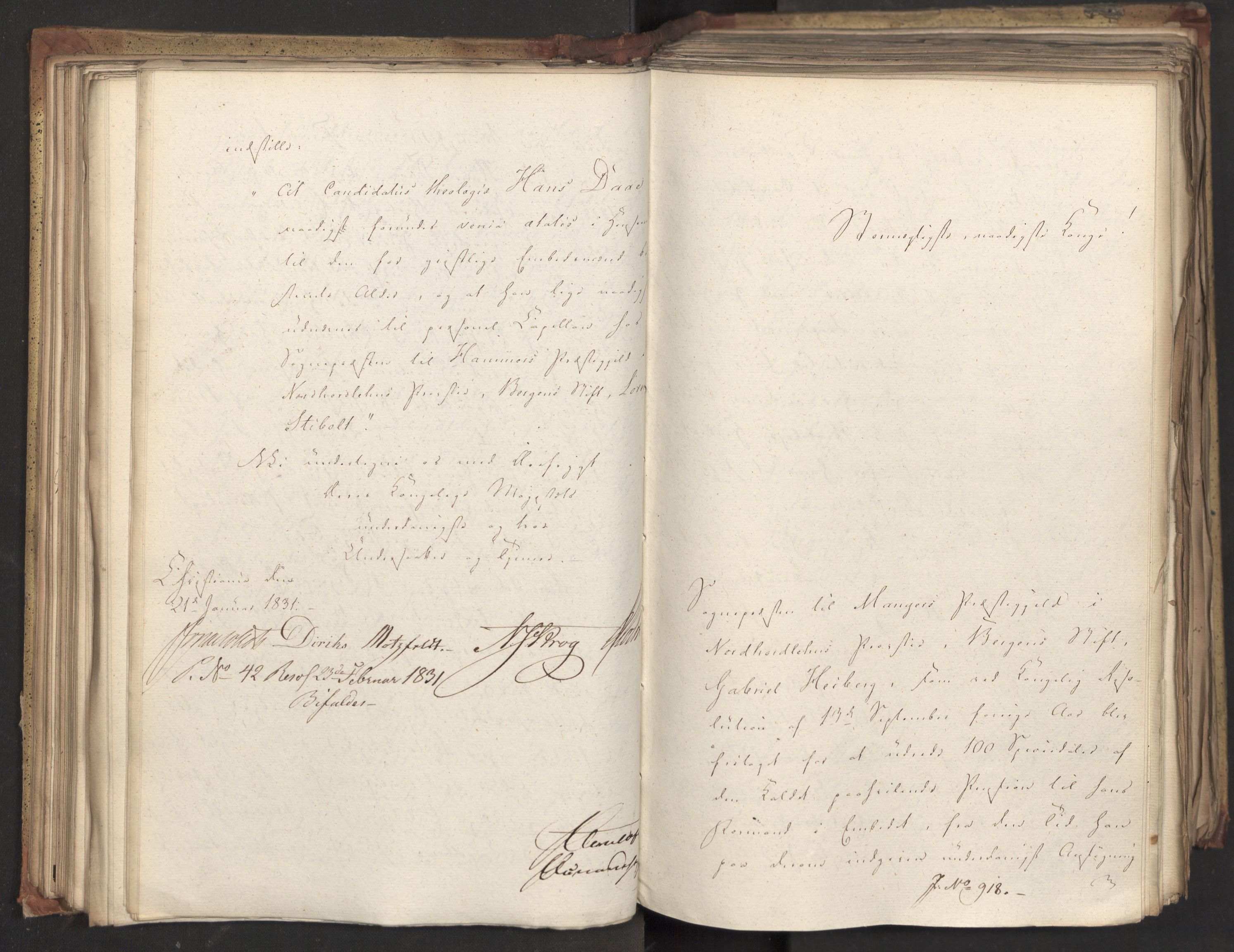 Statsrådsavdelingen i Stockholm, AV/RA-S-1003/D/Da/L0069: Regjeringsinnstillinger nr. 877-1046, 1831, s. 163