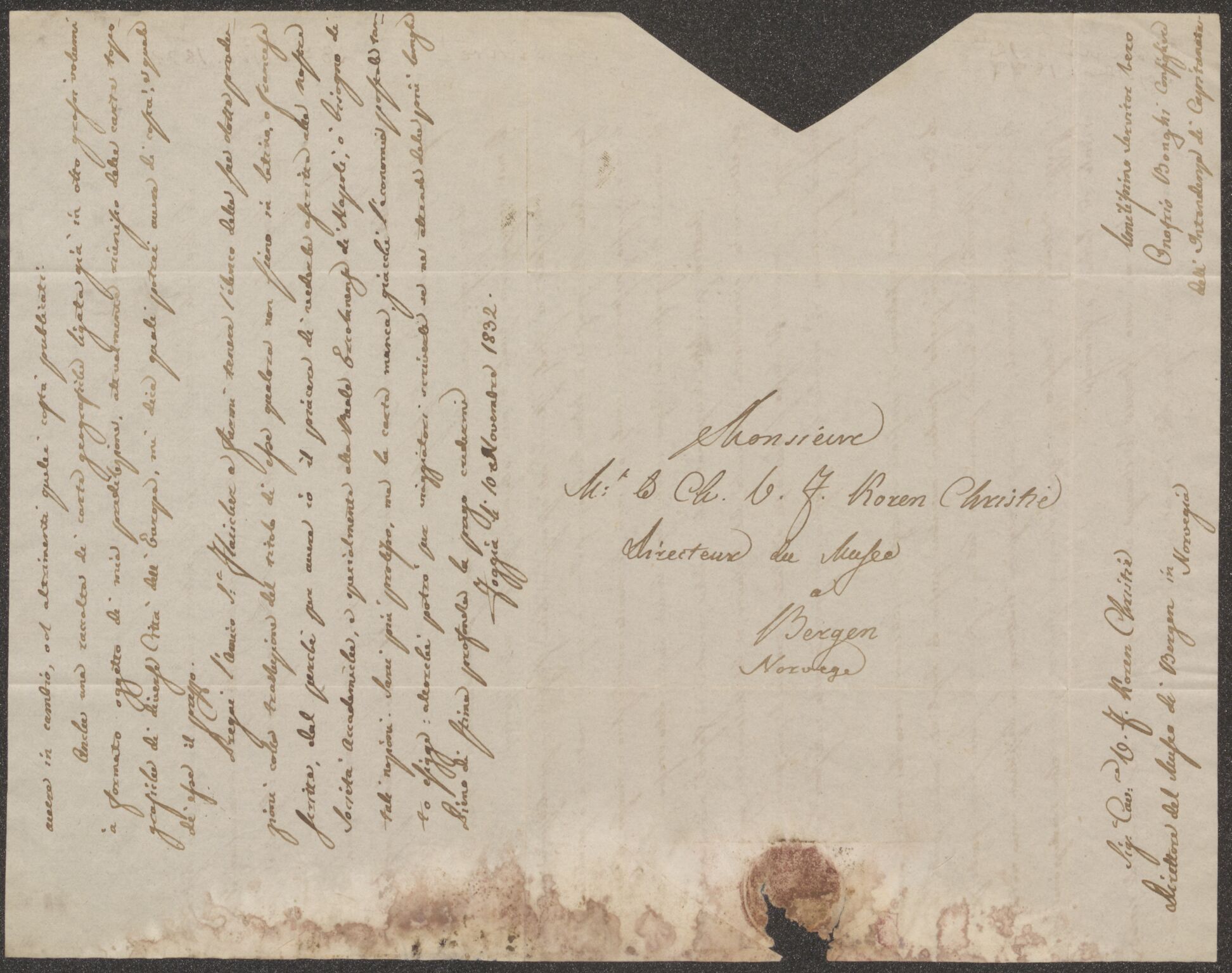 Bergens Museum, UMB/A007/D/Da/L0005/0003: Innkommende brev 1831 - 1832 / Innkommende brev 1832, 1832