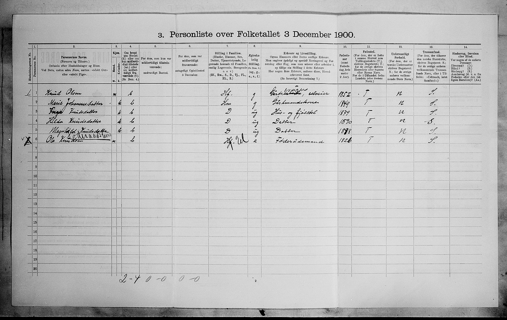 SAH, Folketelling 1900 for 0540 Sør-Aurdal herred, 1900, s. 374