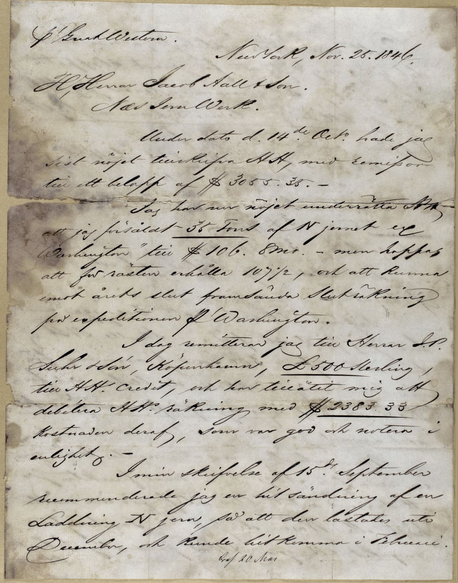 Familien Aalls privatarkiv , NESJ/NJM-005/E-00004/L0026: Inngående brev 1840-1866, uordnet, del 1, 1840-1866
