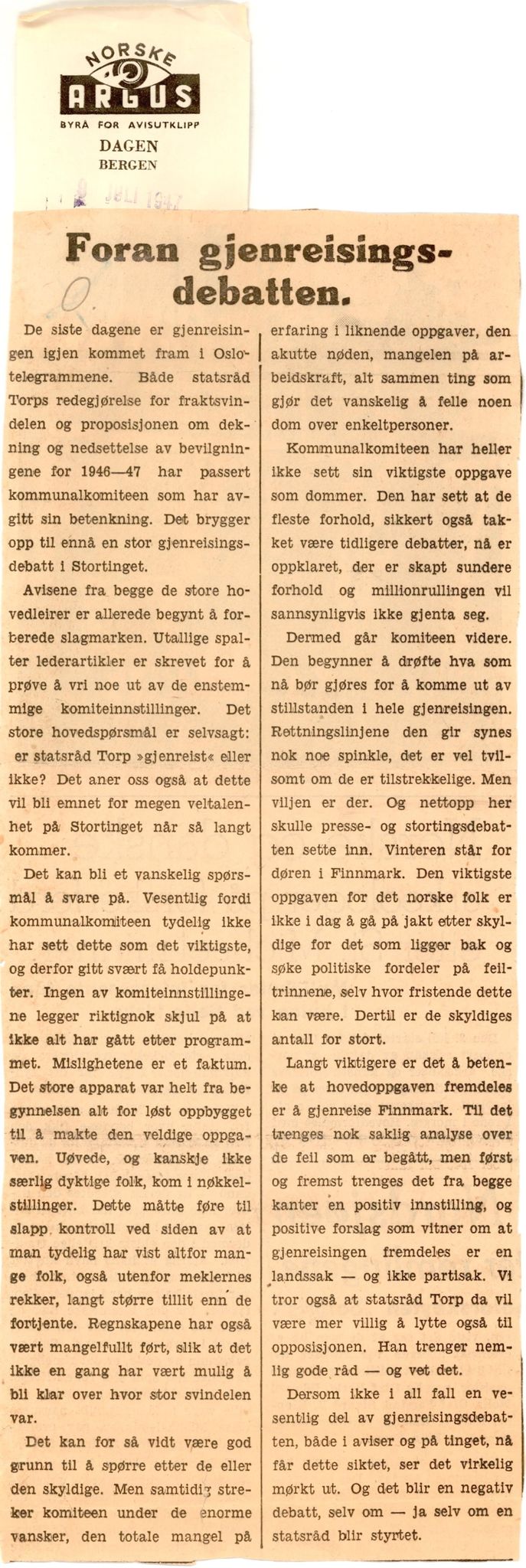 Finnmarkskontorets presse- og opplysningsarkiv , FMFB/A-1198/E/L0008/0003: 6. Presse / Avisutklipp Finnmarken 5.12.-30.12.1946 og Finnmarksposten 13.2.-28.12.1946