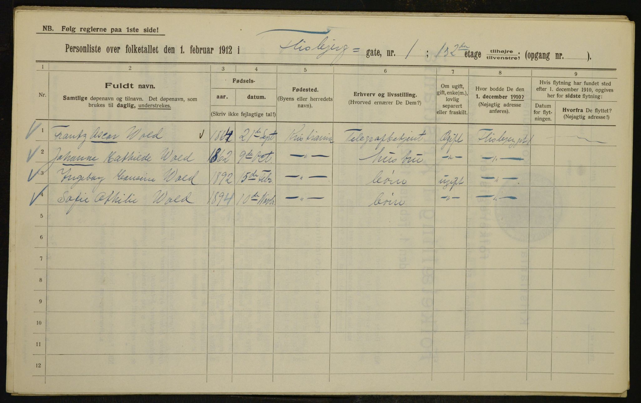 OBA, Kommunal folketelling 1.2.1912 for Kristiania, 1912, s. 24594