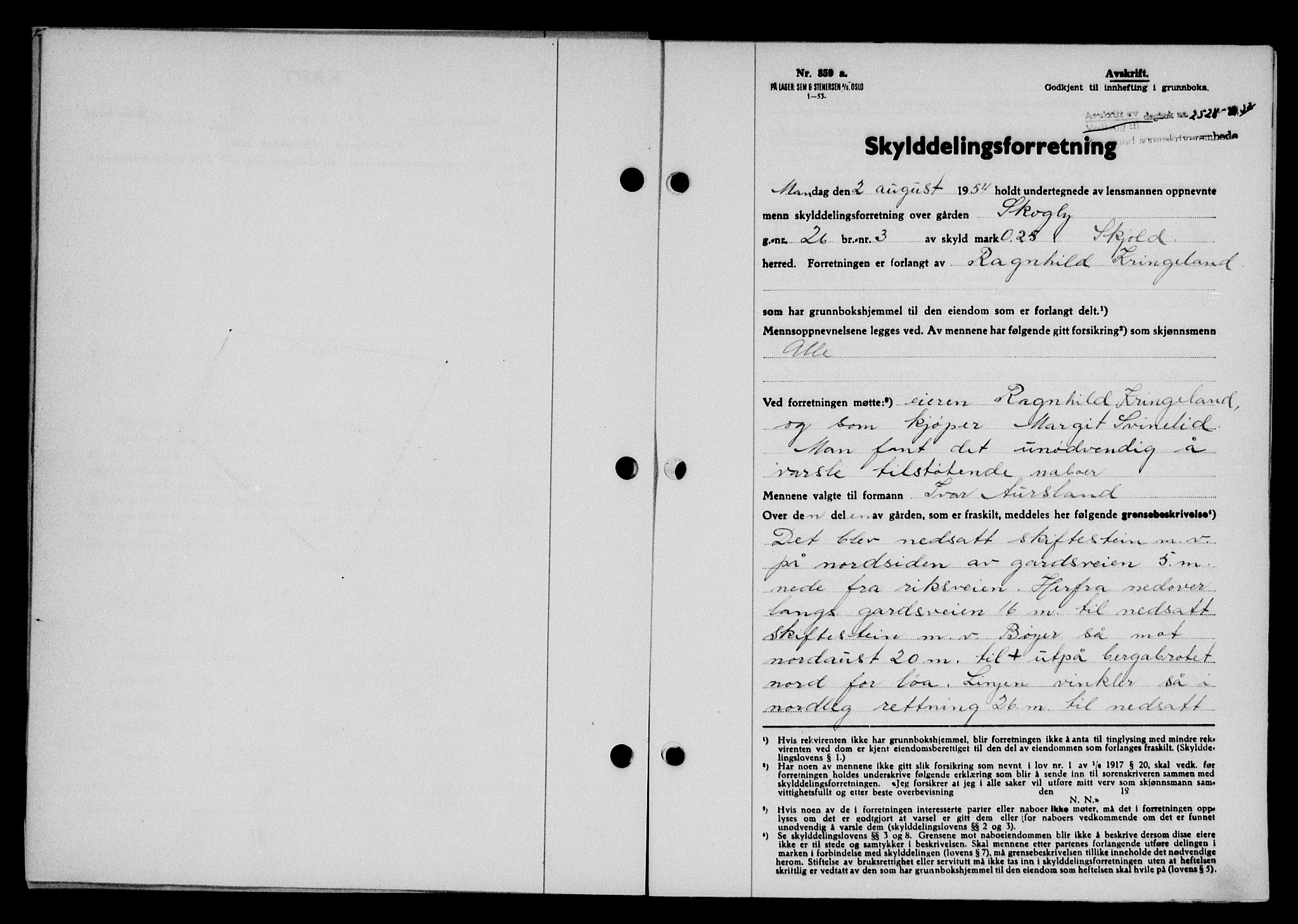 Karmsund sorenskriveri, SAST/A-100311/01/II/IIB/L0113: Pantebok nr. 93A, 1954-1954, Dagboknr: 2528/1954