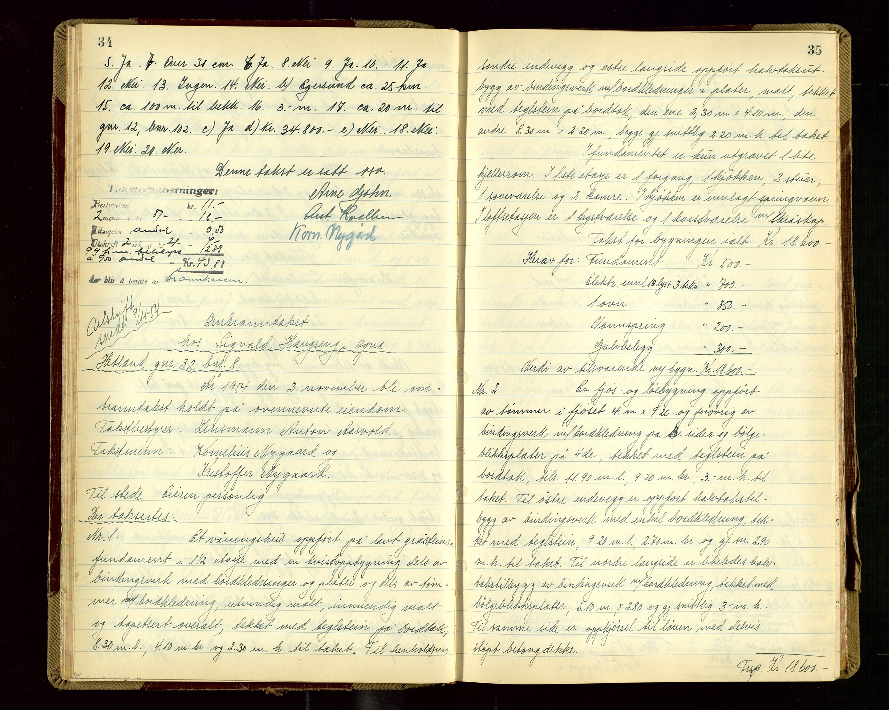Eigersund lensmannskontor, AV/SAST-A-100171/Goa/L0013: "Branntakstprotokoll", 1954-1955, s. 34-35
