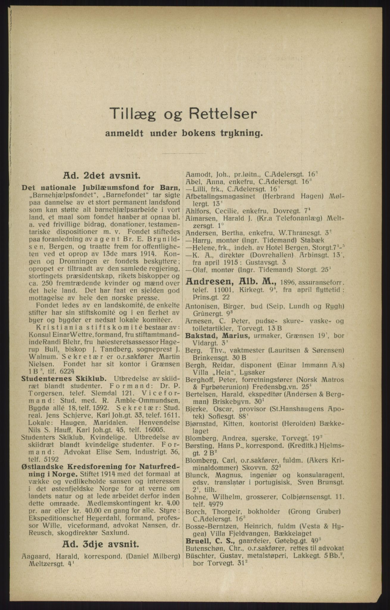 Kristiania/Oslo adressebok, PUBL/-, 1915