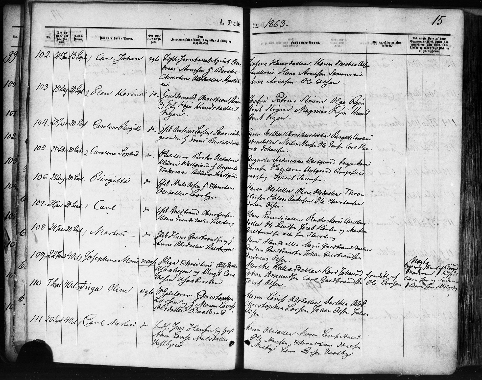 Skedsmo prestekontor Kirkebøker, AV/SAO-A-10033a/F/Fa/L0011: Ministerialbok nr. I 11, 1866-1876, s. 15