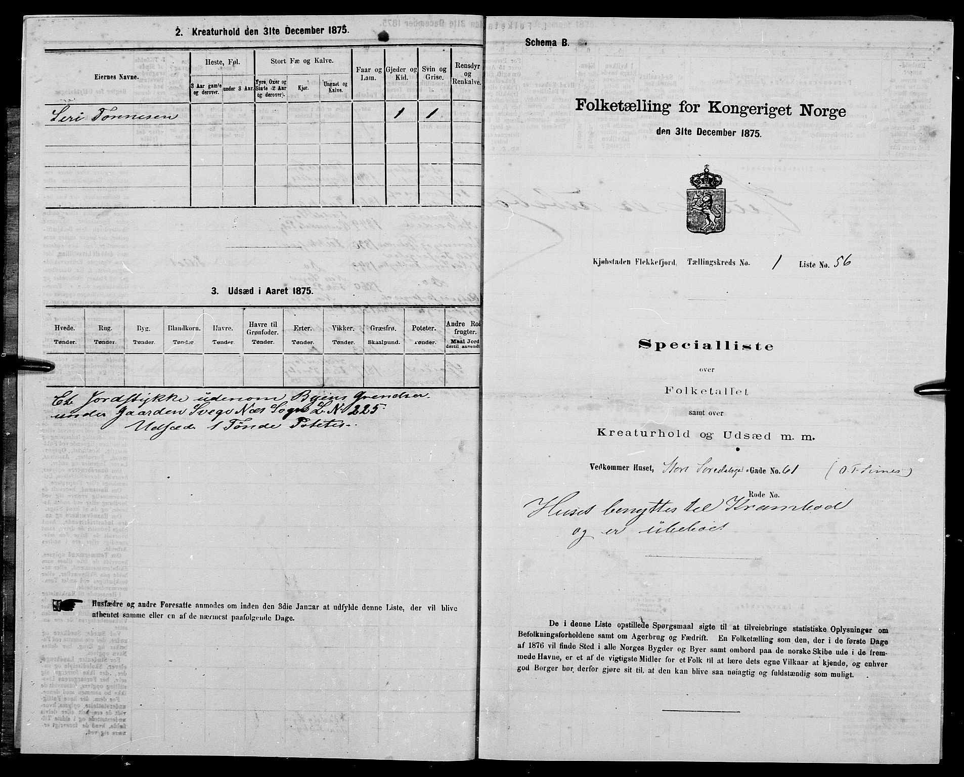 SAK, Folketelling 1875 for 1004B Flekkefjord prestegjeld, Flekkefjord kjøpstad, 1875, s. 16