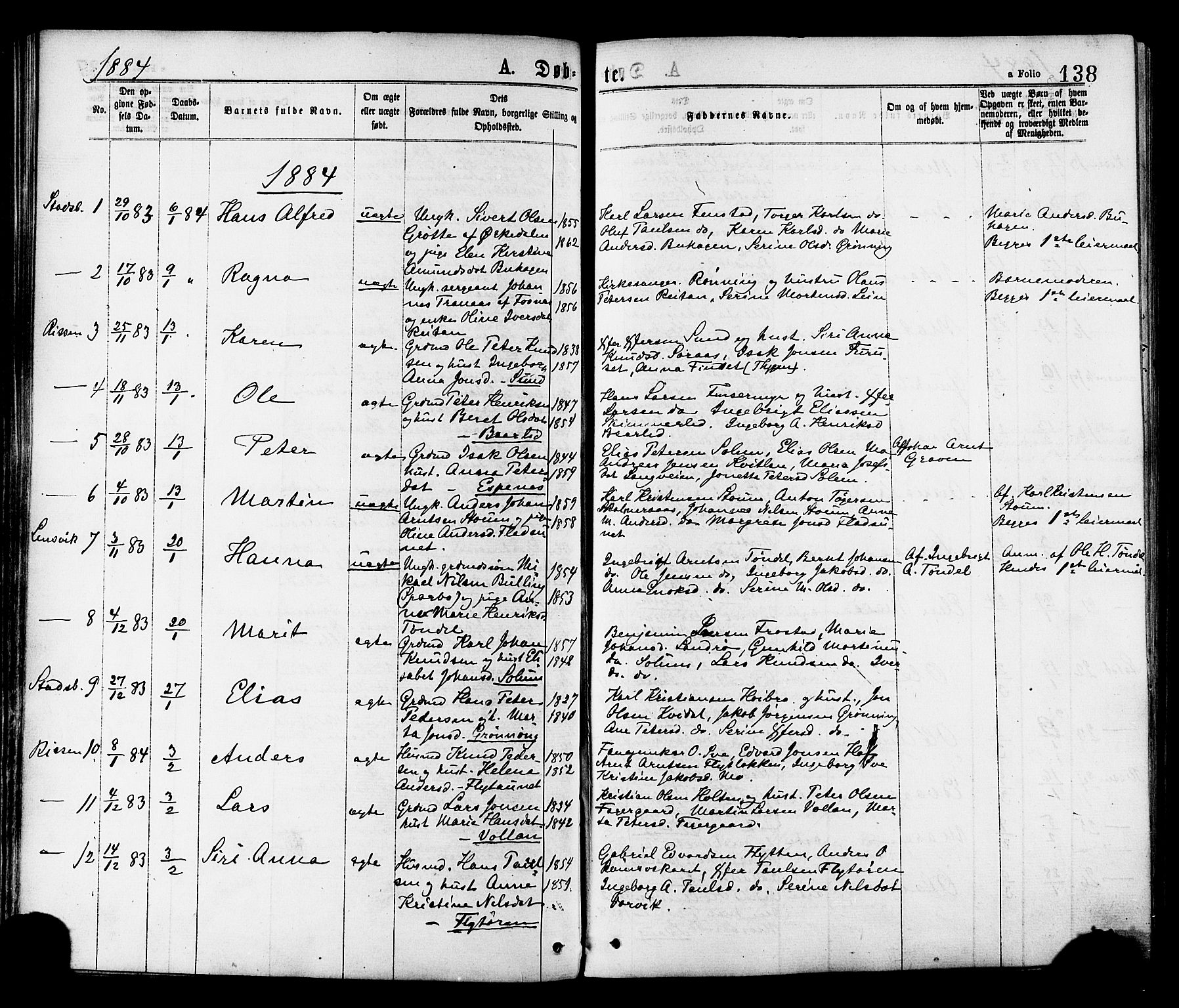 Ministerialprotokoller, klokkerbøker og fødselsregistre - Sør-Trøndelag, AV/SAT-A-1456/646/L0613: Ministerialbok nr. 646A11, 1870-1884, s. 138