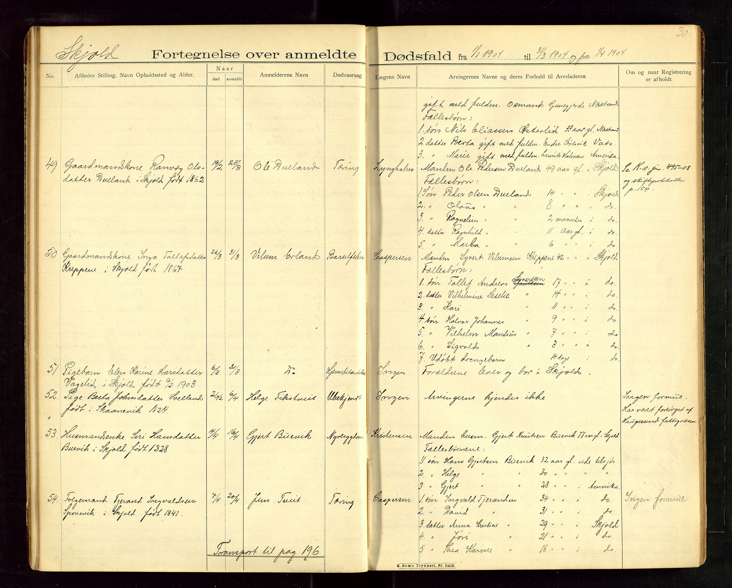 Karmsund sorenskriveri, AV/SAST-A-100311/01/IV/IVAB/L0003: DØDSFALLSPROTOKOLL, 1902-1905, s. 29-30