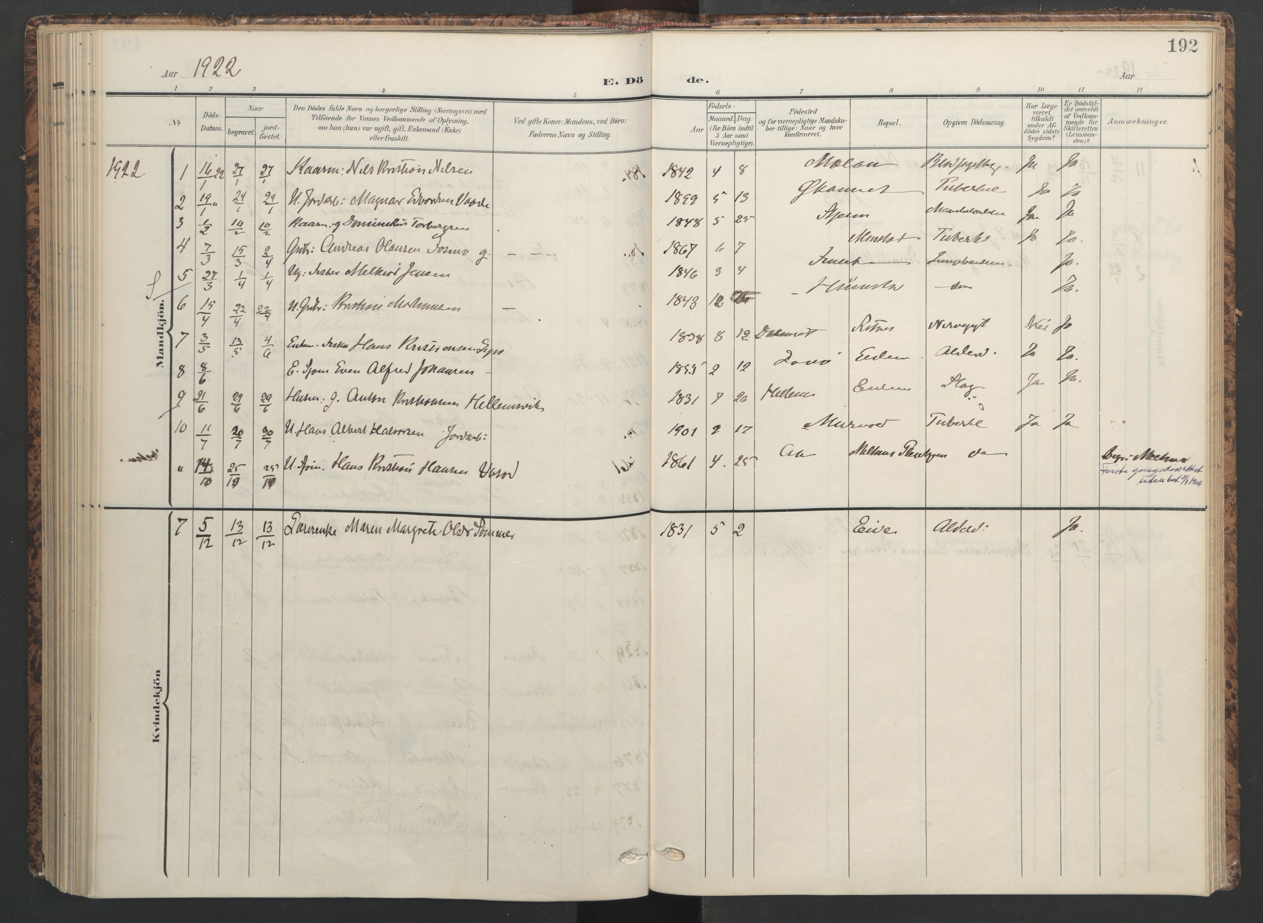 Ministerialprotokoller, klokkerbøker og fødselsregistre - Sør-Trøndelag, AV/SAT-A-1456/655/L0682: Ministerialbok nr. 655A11, 1908-1922, s. 192