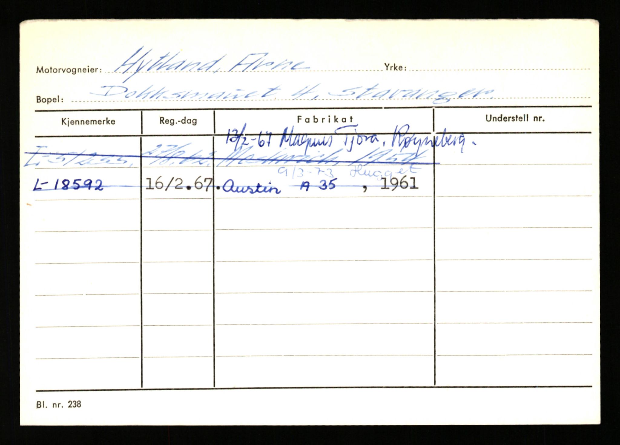 Stavanger trafikkstasjon, AV/SAST-A-101942/0/H/L0016: Holmevik - Høyland, 1930-1971, s. 2069