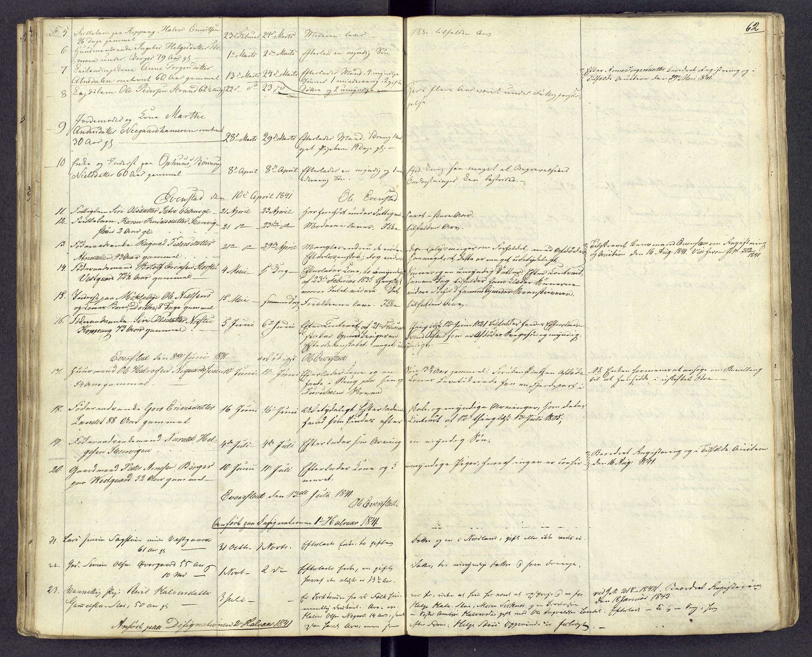 Østerdalen sorenskriveri, AV/SAH-TING-032/J/Jd/L0004: Dødsfallsjournal, 1834-1843, s. 62