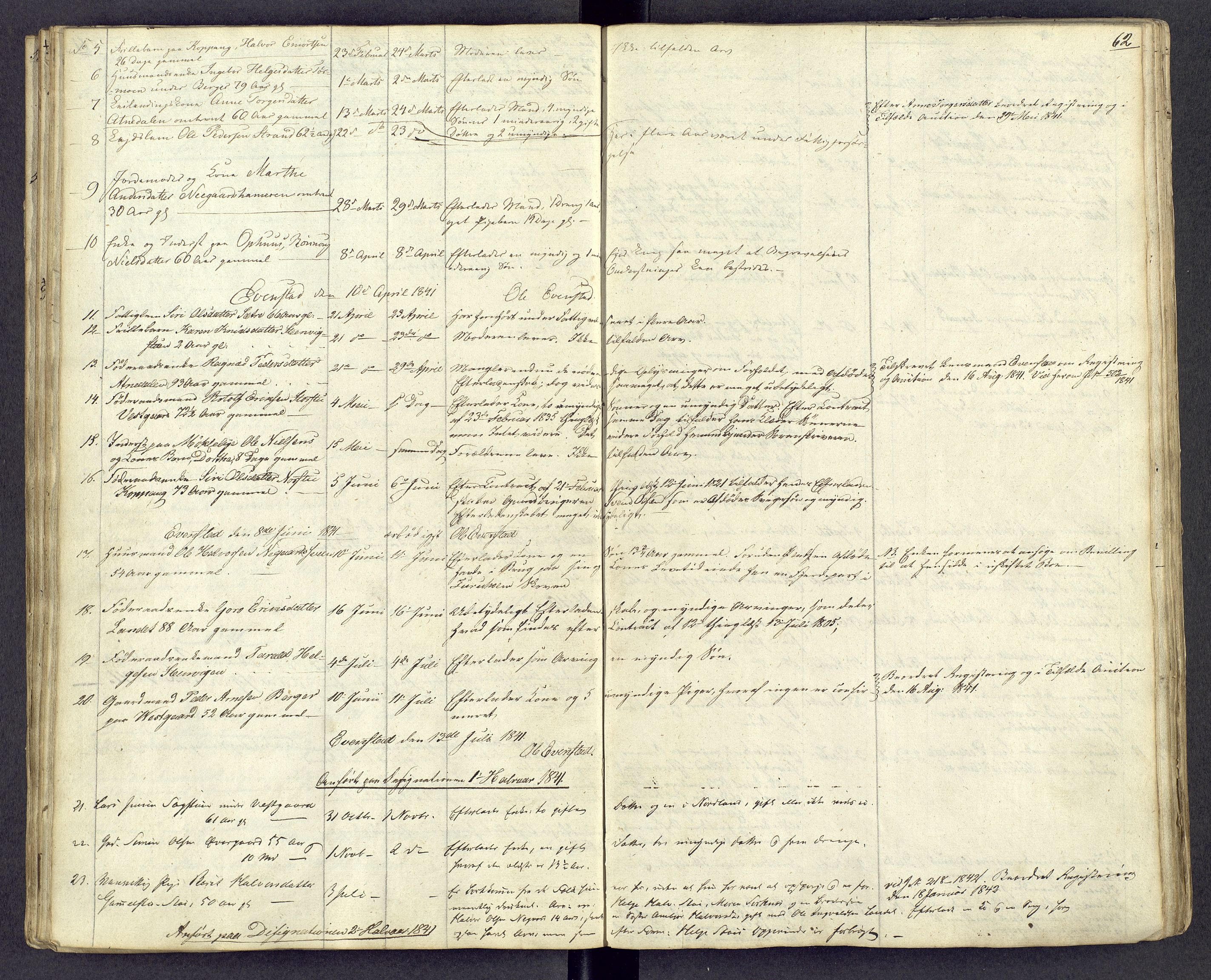 Østerdalen sorenskriveri, SAH/TING-032/J/Jd/L0004: Dødsfallsjournal, 1834-1843, s. 62