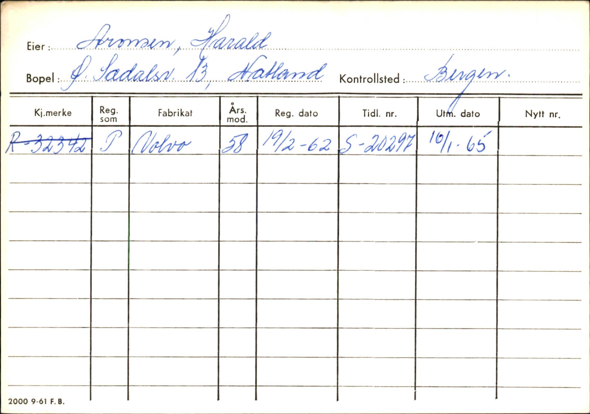 Statens vegvesen, Hordaland vegkontor, AV/SAB-A-5201/2/Ha/L0002: R-eierkort A, 1920-1971, s. 941