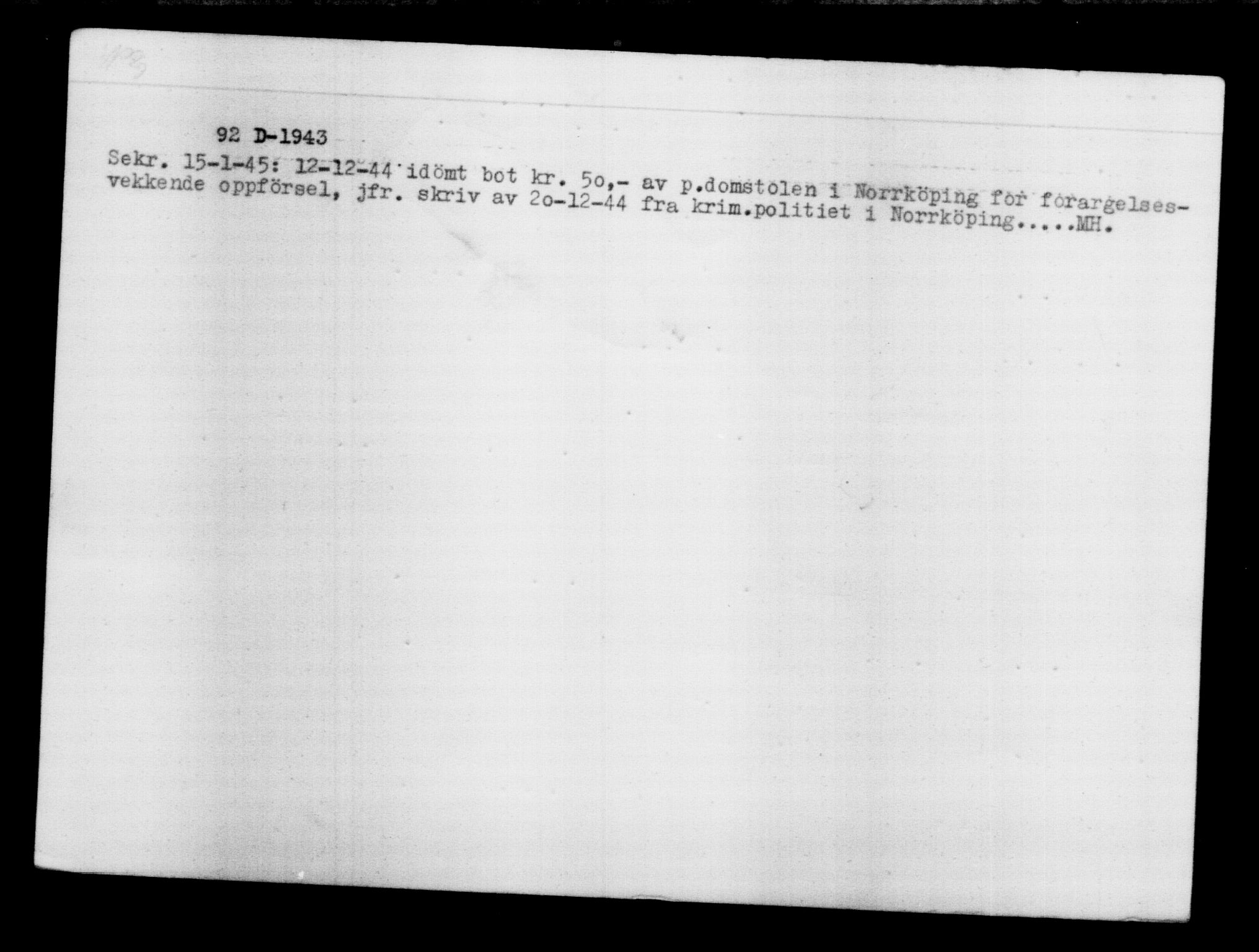 Utenriksstasjonene, Legasjonen i Stockholm, Flyktningkontoret, AV/RA-S-6753/V/Va/L0012: Kjesäterkartoteket, flyktninger med registreringsnr. 28300-31566, 1940-1945, s. 2513