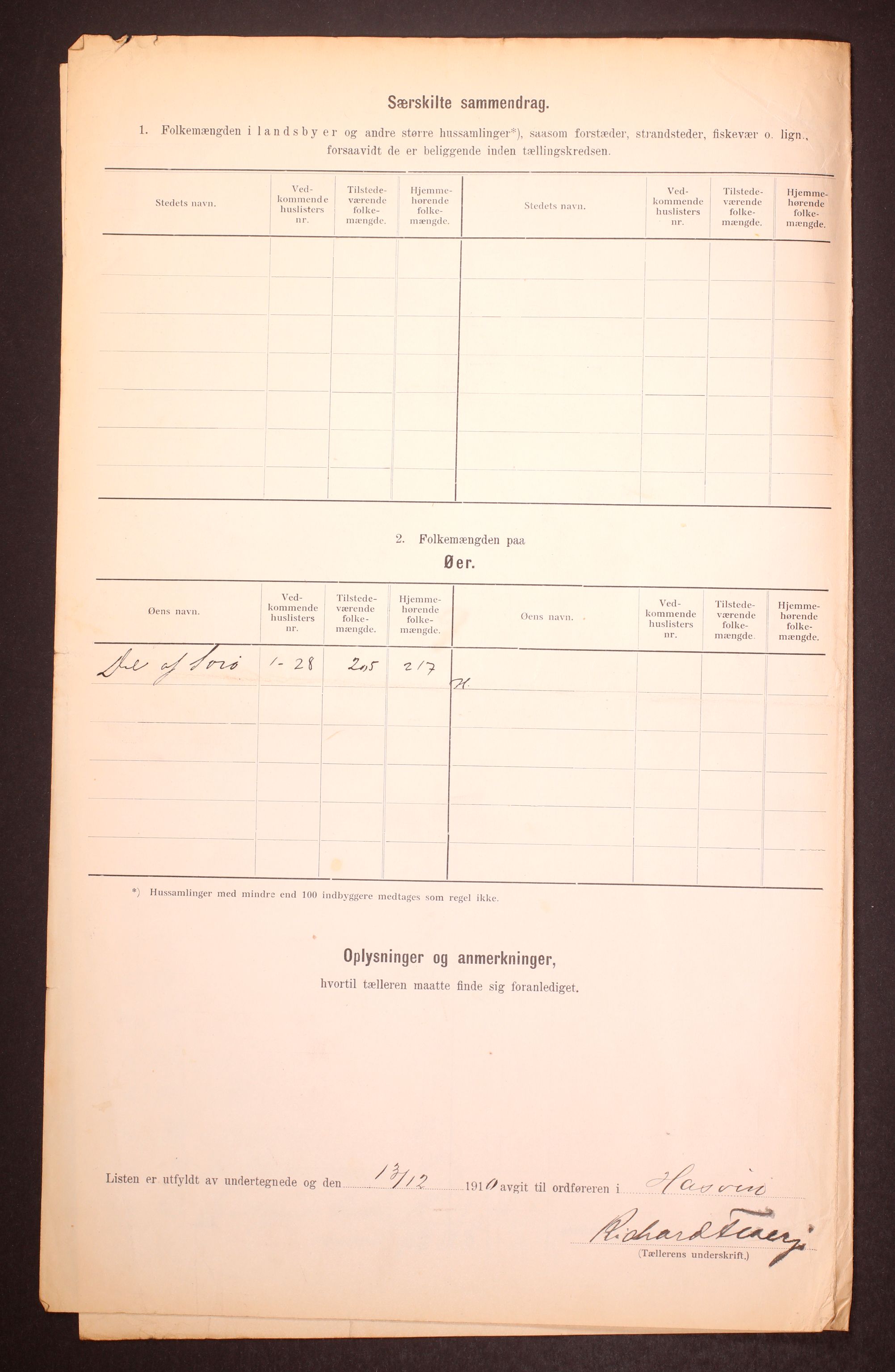 RA, Folketelling 1910 for 2015 Hasvik herred, 1910, s. 12