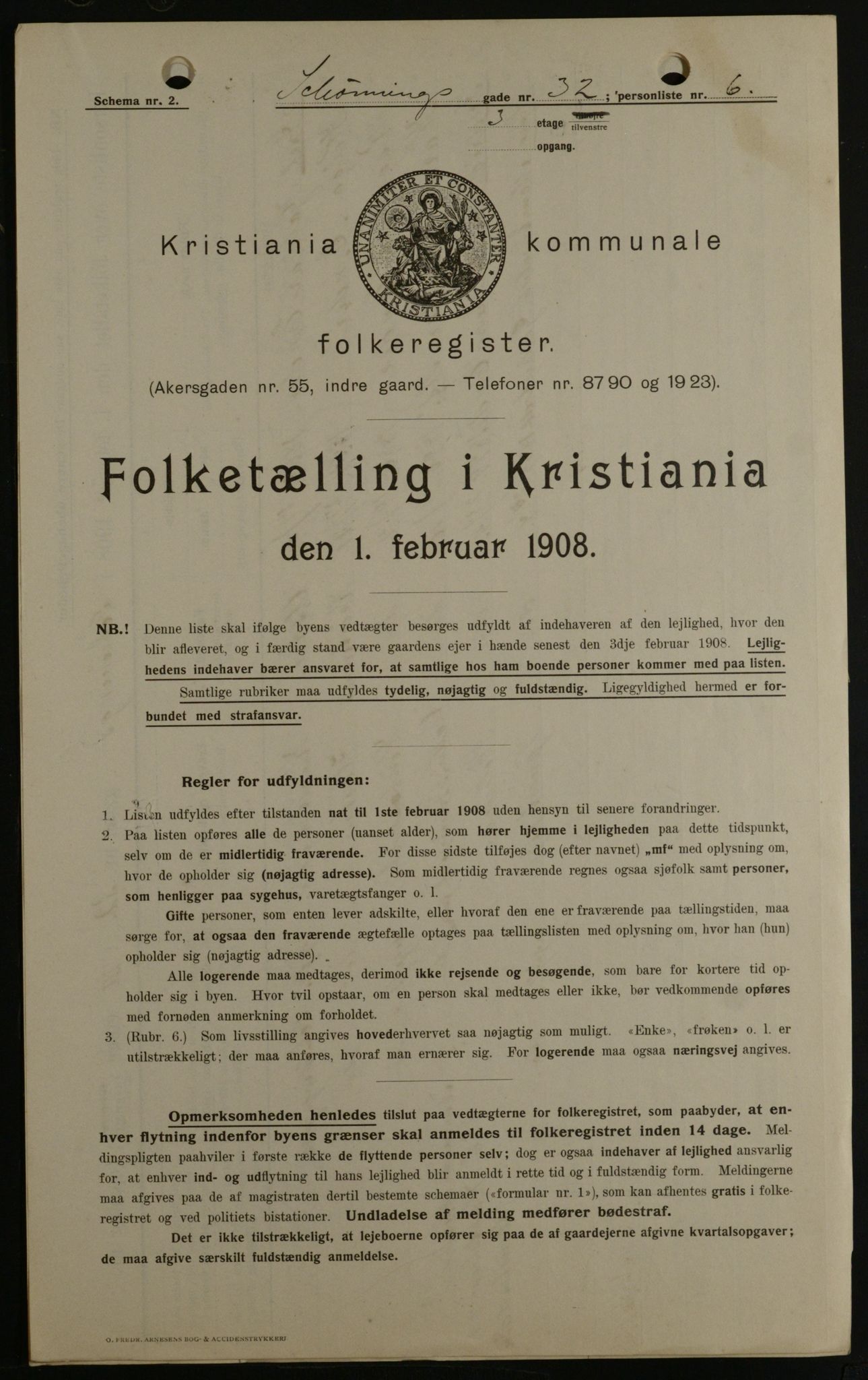 OBA, Kommunal folketelling 1.2.1908 for Kristiania kjøpstad, 1908, s. 84374