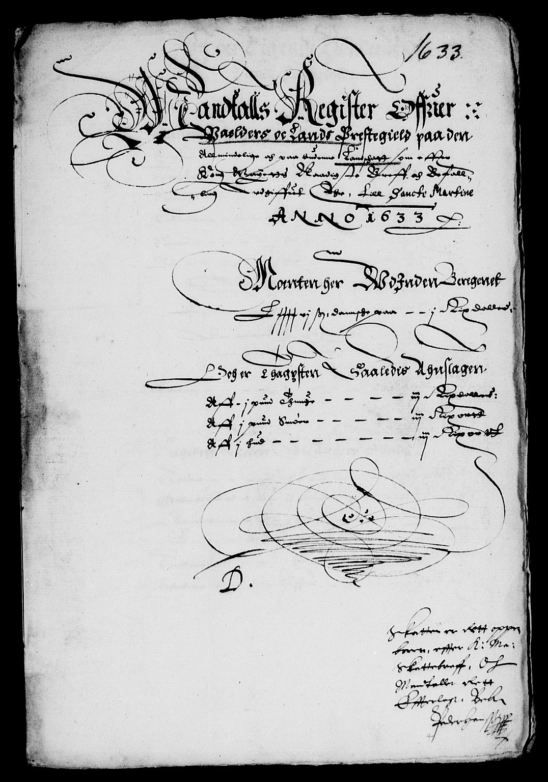 RA, Rentekammeret inntil 1814, Reviderte regnskaper, Lensregnskaper, R/Rb/Rba/L0115: Akershus len, 1633