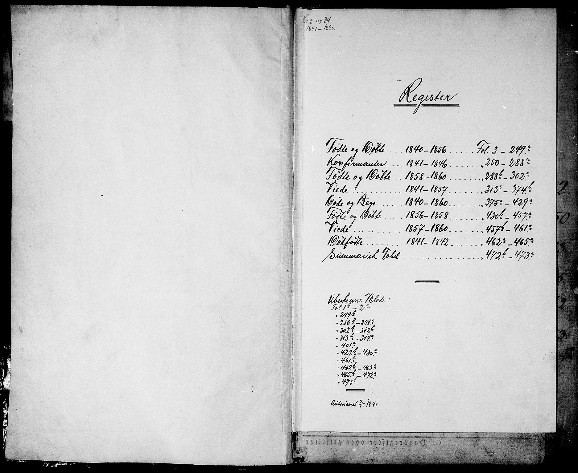 Garnisonsmenigheten Kirkebøker, AV/SAO-A-10846/G/Ga/L0005: Klokkerbok nr. 5, 1841-1860