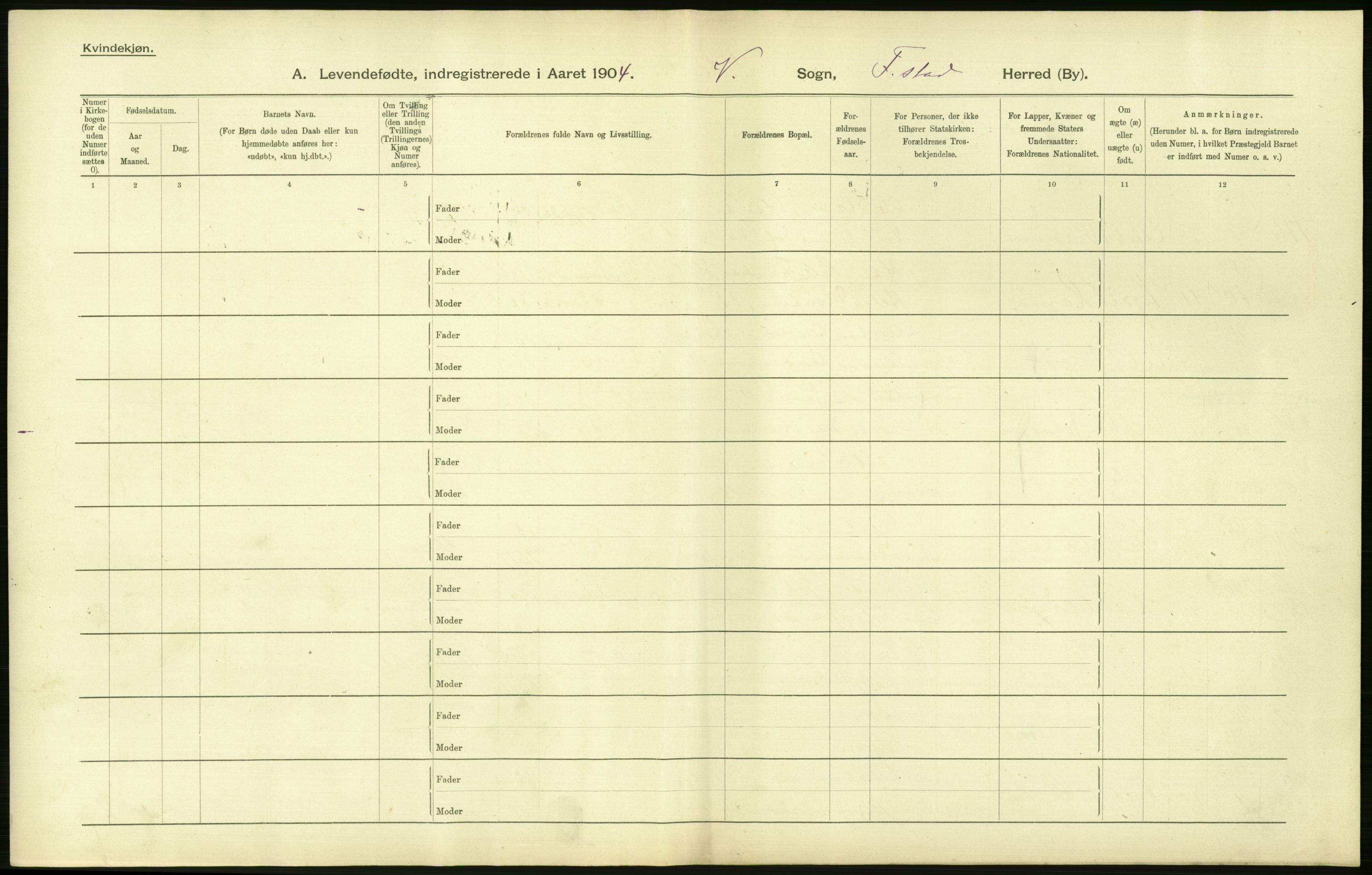 Statistisk sentralbyrå, Sosiodemografiske emner, Befolkning, AV/RA-S-2228/D/Df/Dfa/Dfab/L0001: Smålenenes amt: Fødte, gifte, døde, 1904, s. 30