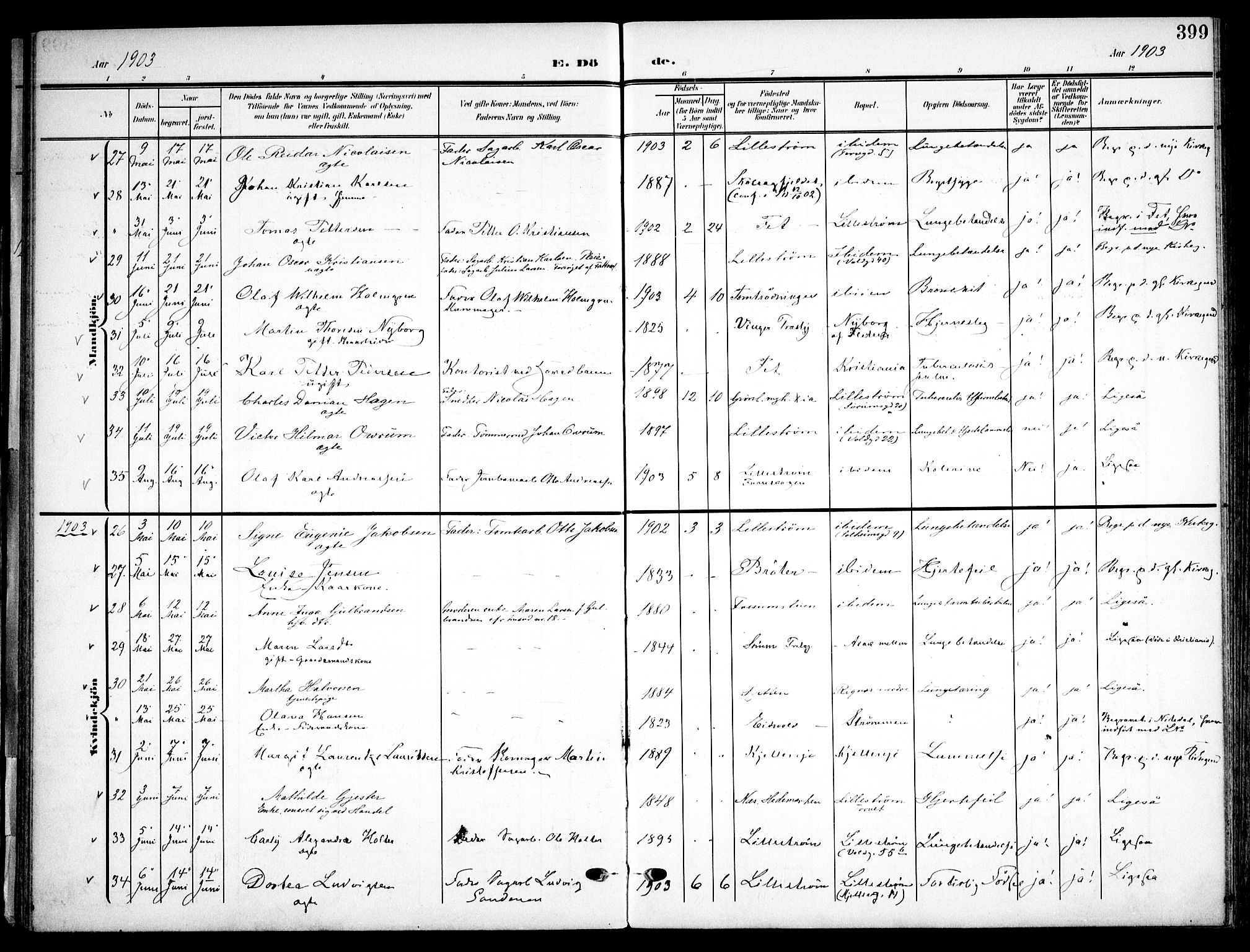 Skedsmo prestekontor Kirkebøker, AV/SAO-A-10033a/F/Fa/L0015: Ministerialbok nr. I 15, 1902-1917, s. 399