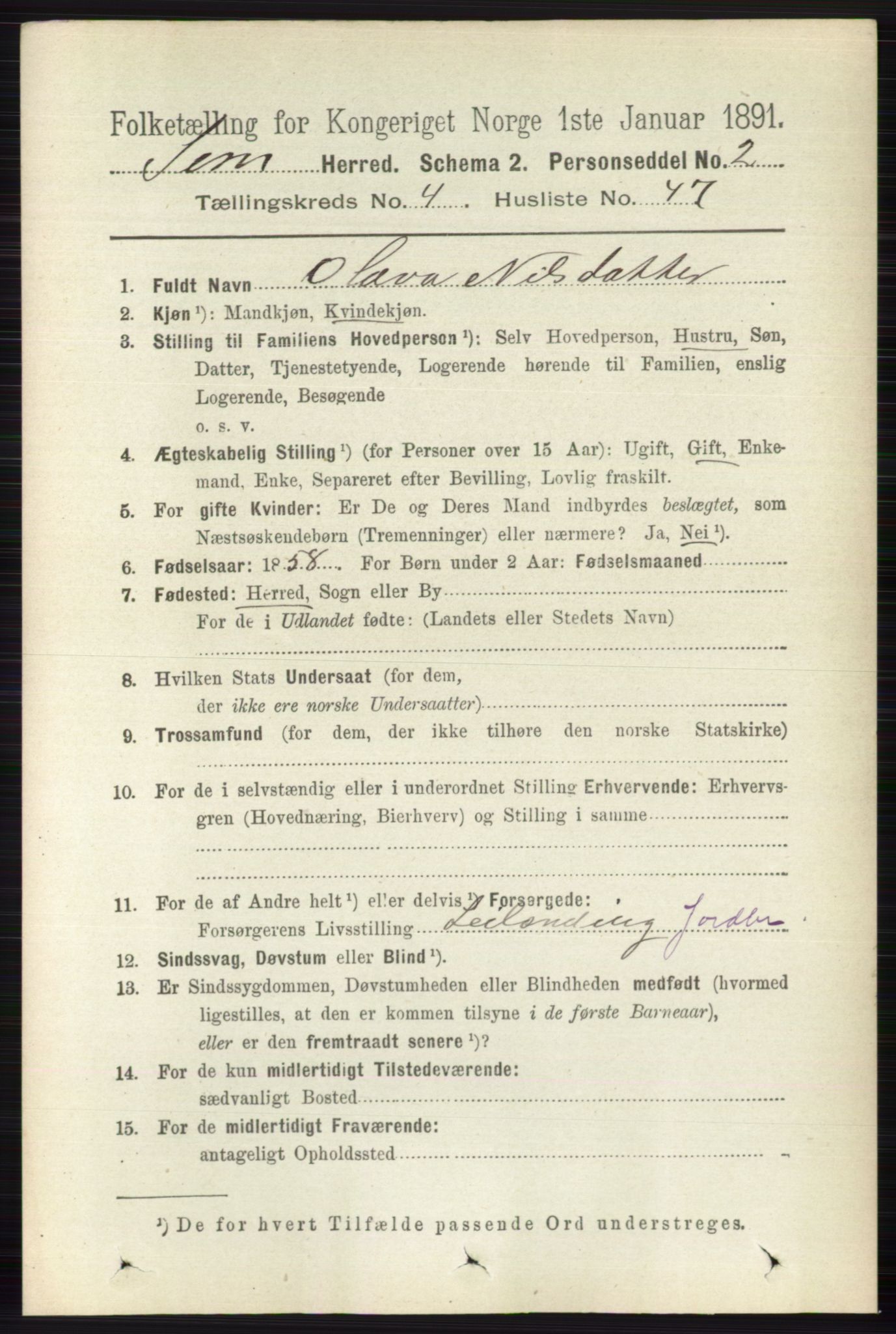 RA, Folketelling 1891 for 0721 Sem herred, 1891, s. 1895