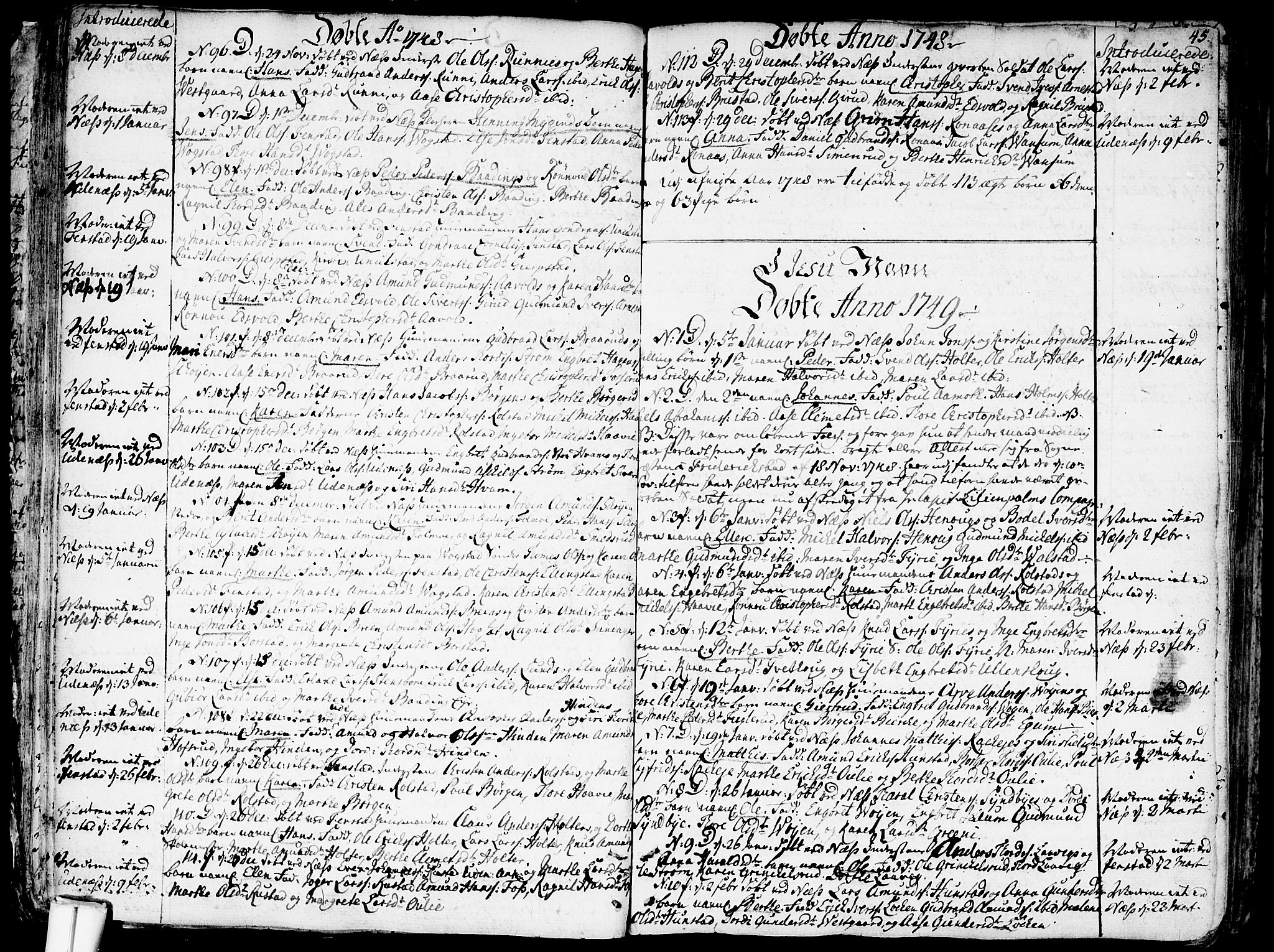 Nes prestekontor Kirkebøker, SAO/A-10410/F/Fa/L0003: Ministerialbok nr. I 3, 1734-1781, s. 45