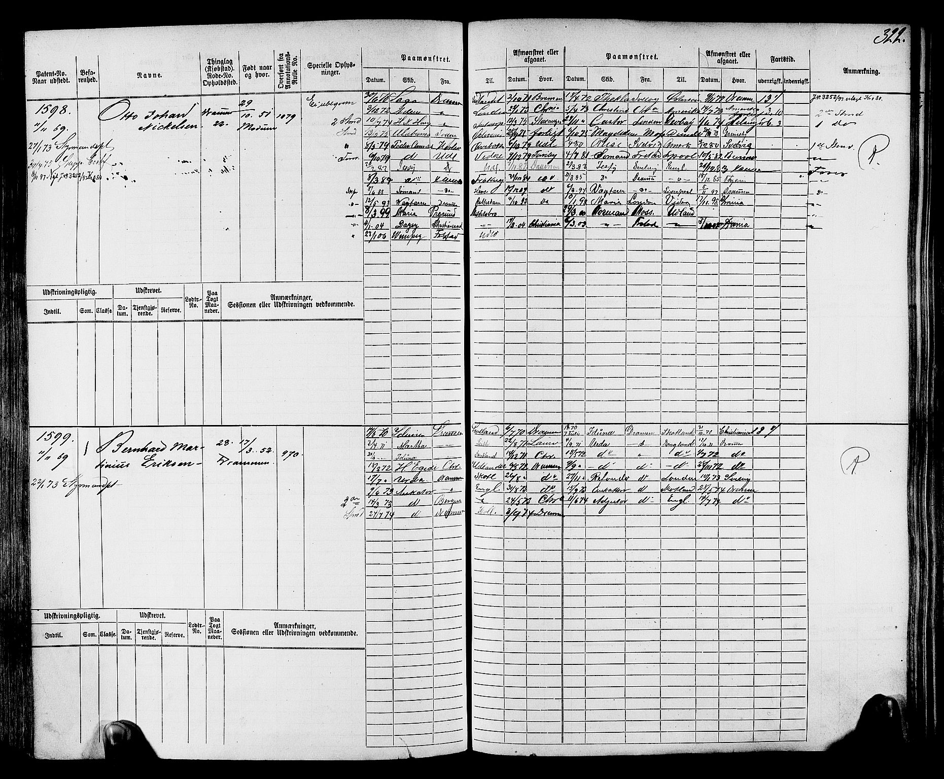 Drammen innrulleringsdistrikt, AV/SAKO-A-781/F/Fc/L0002: Hovedrulle, 1869, s. 328