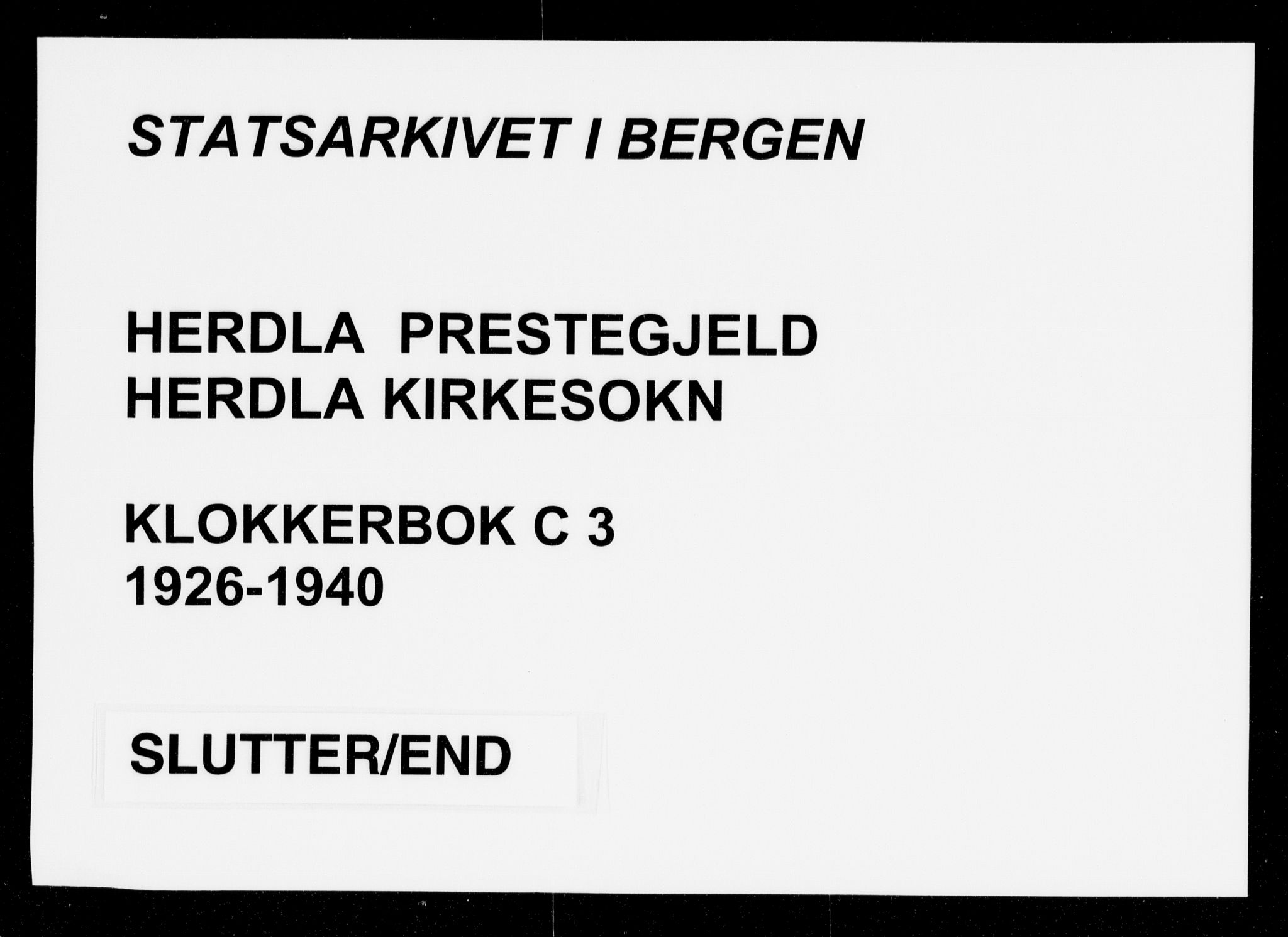 Herdla Sokneprestembete, SAB/A-75701/H/Hab: Klokkerbok nr. C 3, 1926-1940