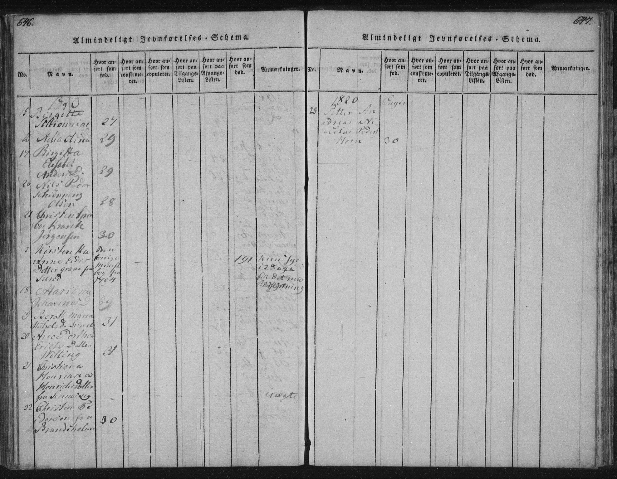 Ministerialprotokoller, klokkerbøker og fødselsregistre - Nordland, AV/SAT-A-1459/881/L1164: Klokkerbok nr. 881C01, 1818-1853, s. 646-647