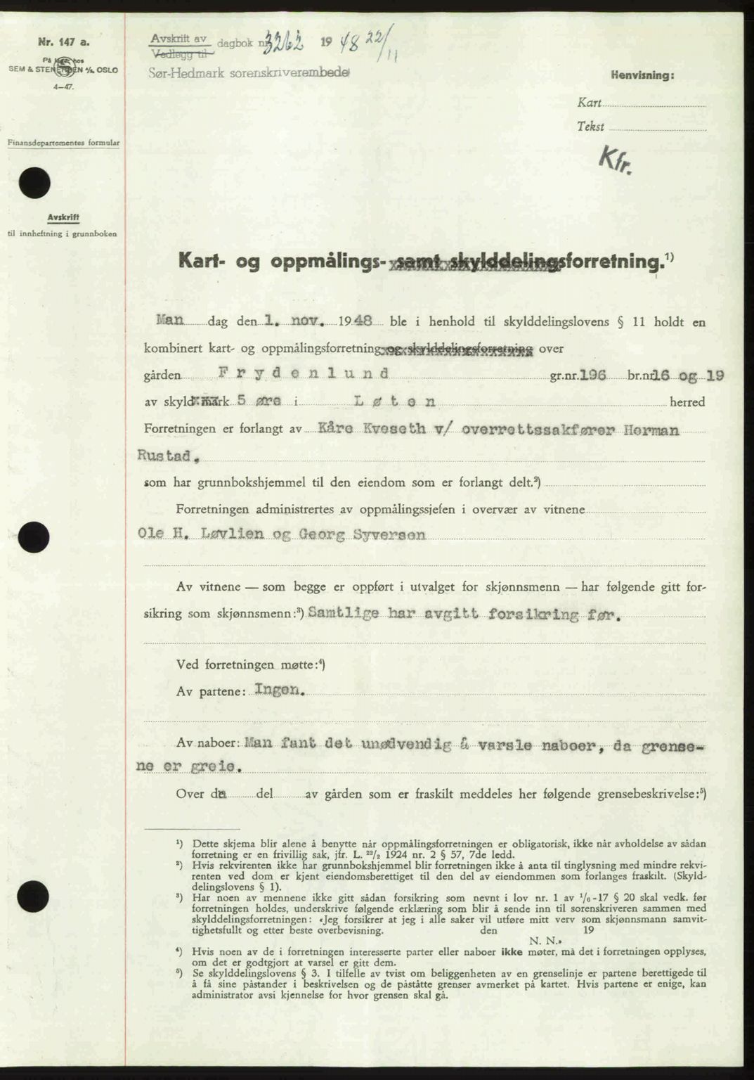 Sør-Hedmark sorenskriveri, SAH/TING-014/H/Hb/Hbd/L0018: Pantebok nr. 18, 1948-1949, Dagboknr: 3262/1948