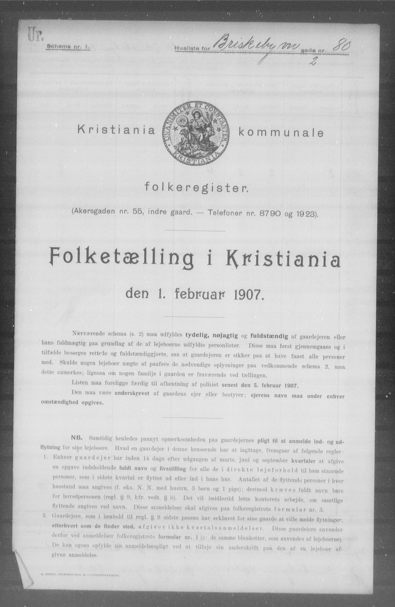 OBA, Kommunal folketelling 1.2.1907 for Kristiania kjøpstad, 1907, s. 4965