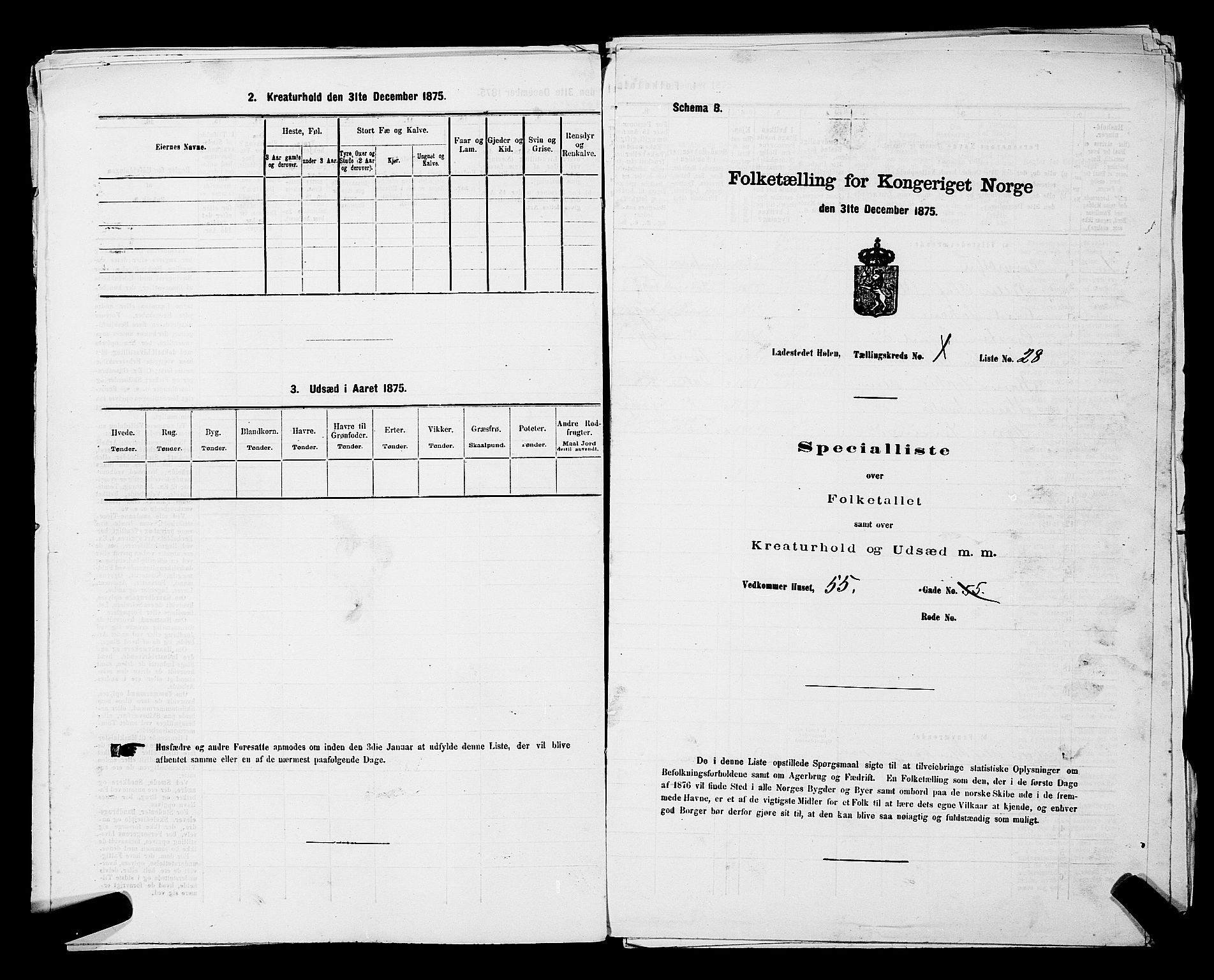 RA, Folketelling 1875 for 0204B Vestby prestegjeld, Hølen ladested, 1875, s. 19